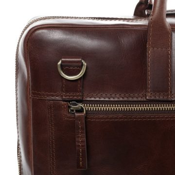 SID & VAIN Laptoptasche Leder Businesstasche Unisex DIXON, Laptoptasche 15,4 Zoll, Aktentasche Echtleder Damen Herren braun