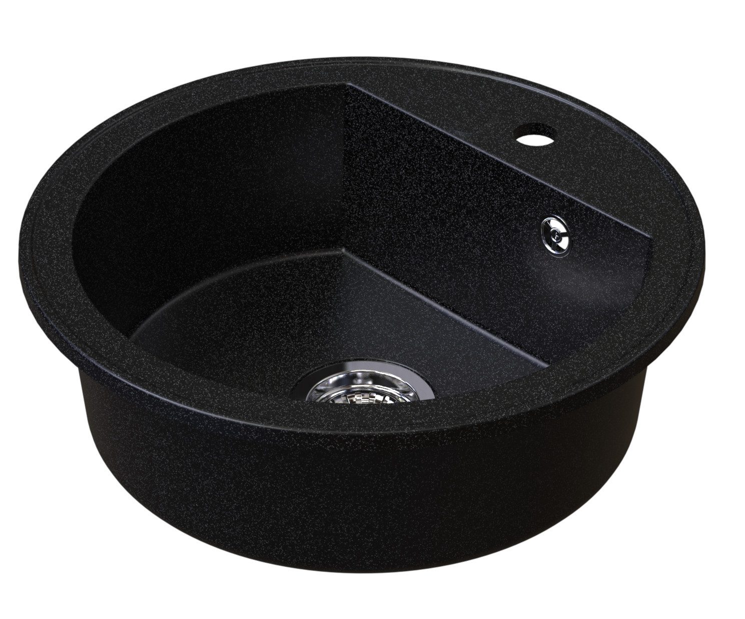 manestein Granitspüle Spülbecken aus Granit, Spüle mit oder ohne Abtropffläche, 1 Becken, Rund, Ø 51