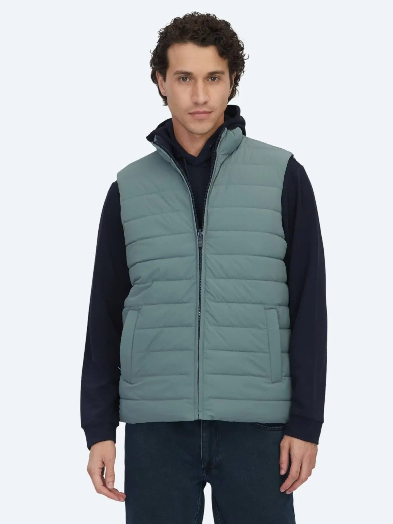 KİP Langmantel Dunkelmint Regular Fit Rollkragen Weste