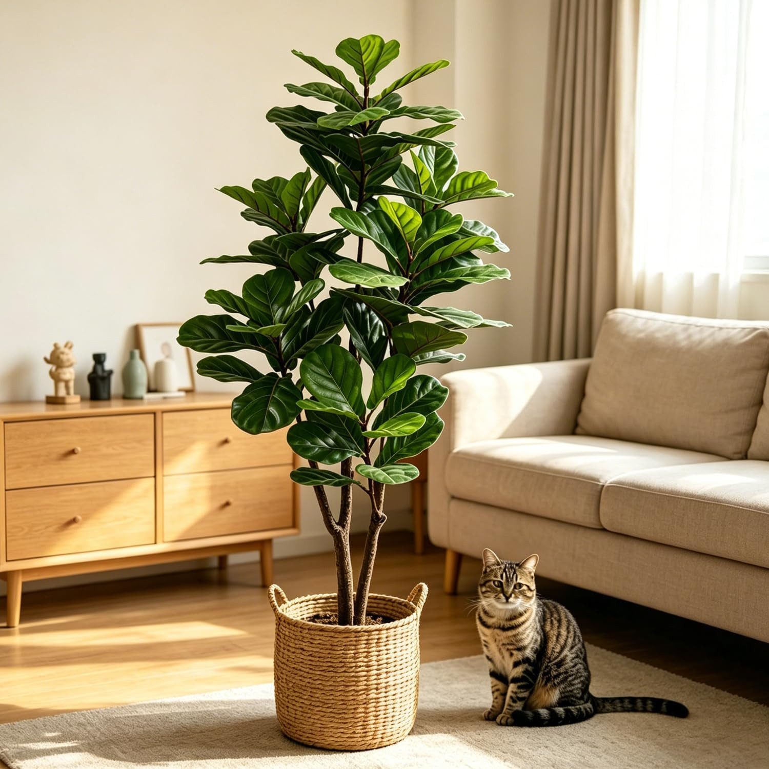 Künstliche Zimmerpflanze Ficus Lyrata Höhe 160/180 cm Geigenfeige im Topf moderne Zimmerpflanze Ficus Lyrata, CASSILANDO, Höhe 160 cm, im Topf