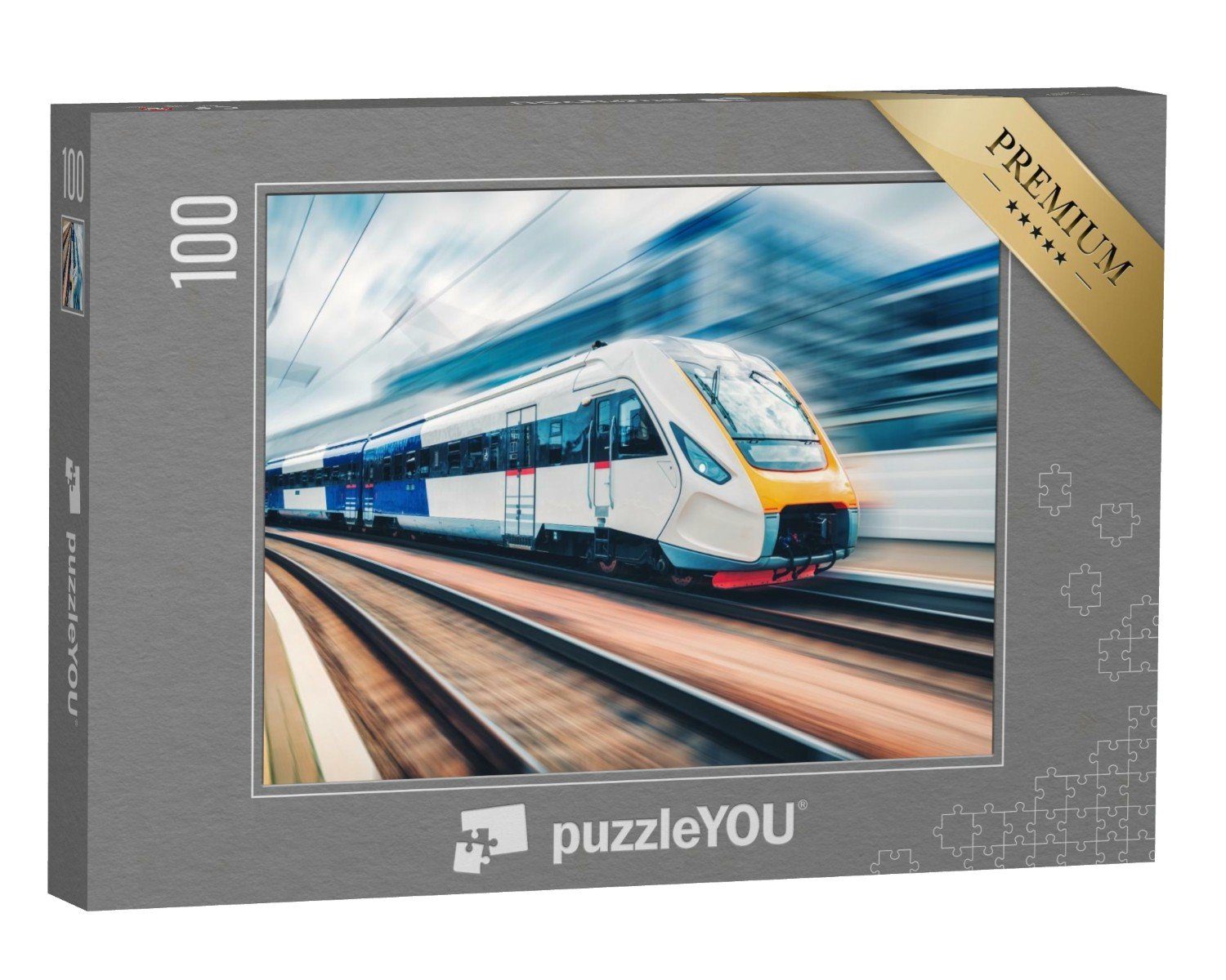 puzzleYOU Puzzle Weißer Hochgeschwindigkeitszug in Bewegung, 100 Puzzleteile, puzzleYOU-Kollektionen Eisenbahn