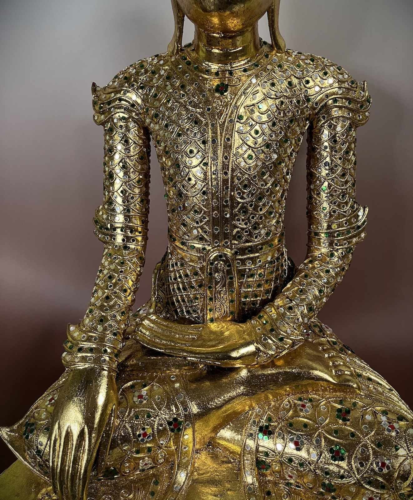 LifeStyle blattvergoldet Buddhafigur Buddha Thailand Holz Statue Asien