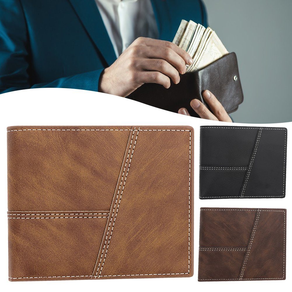 Für Geldbeutel, Nähte-Geldbörse Tragbare Männer, Brieftasche Brieftasche Kurzer Portemonnaie, brown Blusmart dark