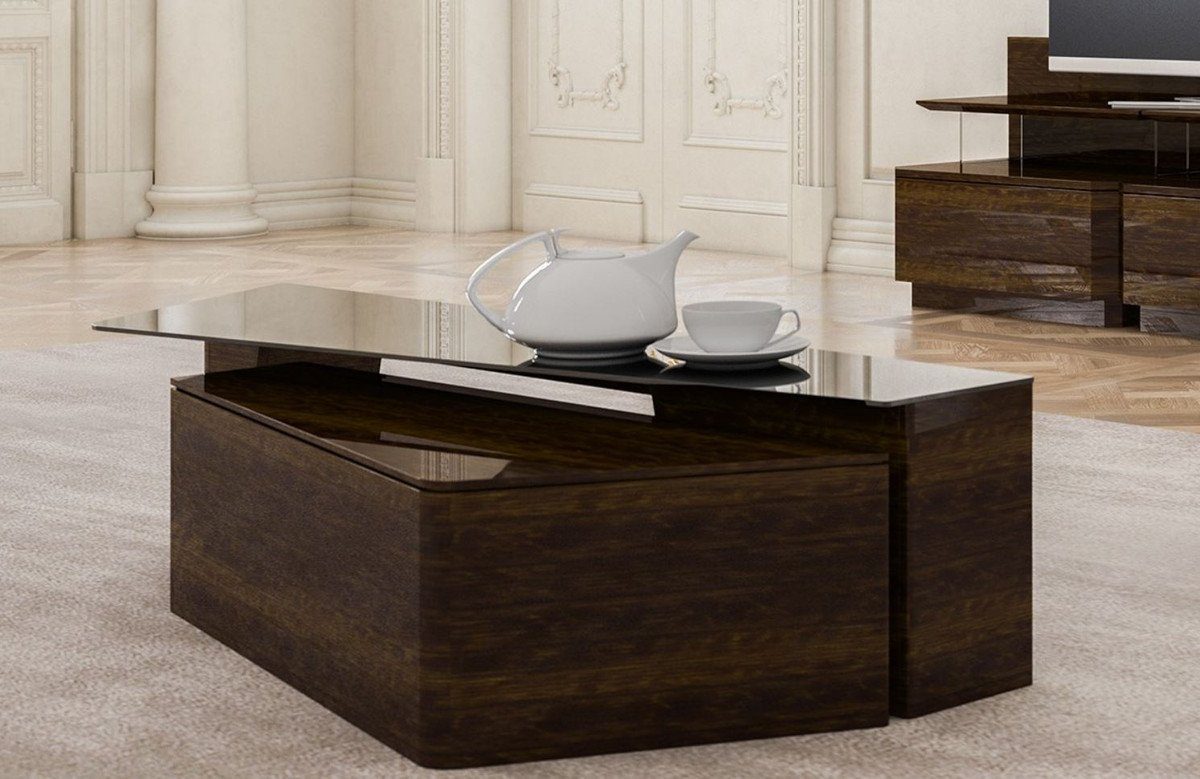 Luxus 2 Rechteckige - Luxus Braun - Möbel Couchtisch Set Couchtisch Casa Padrino Wohnzimmertische