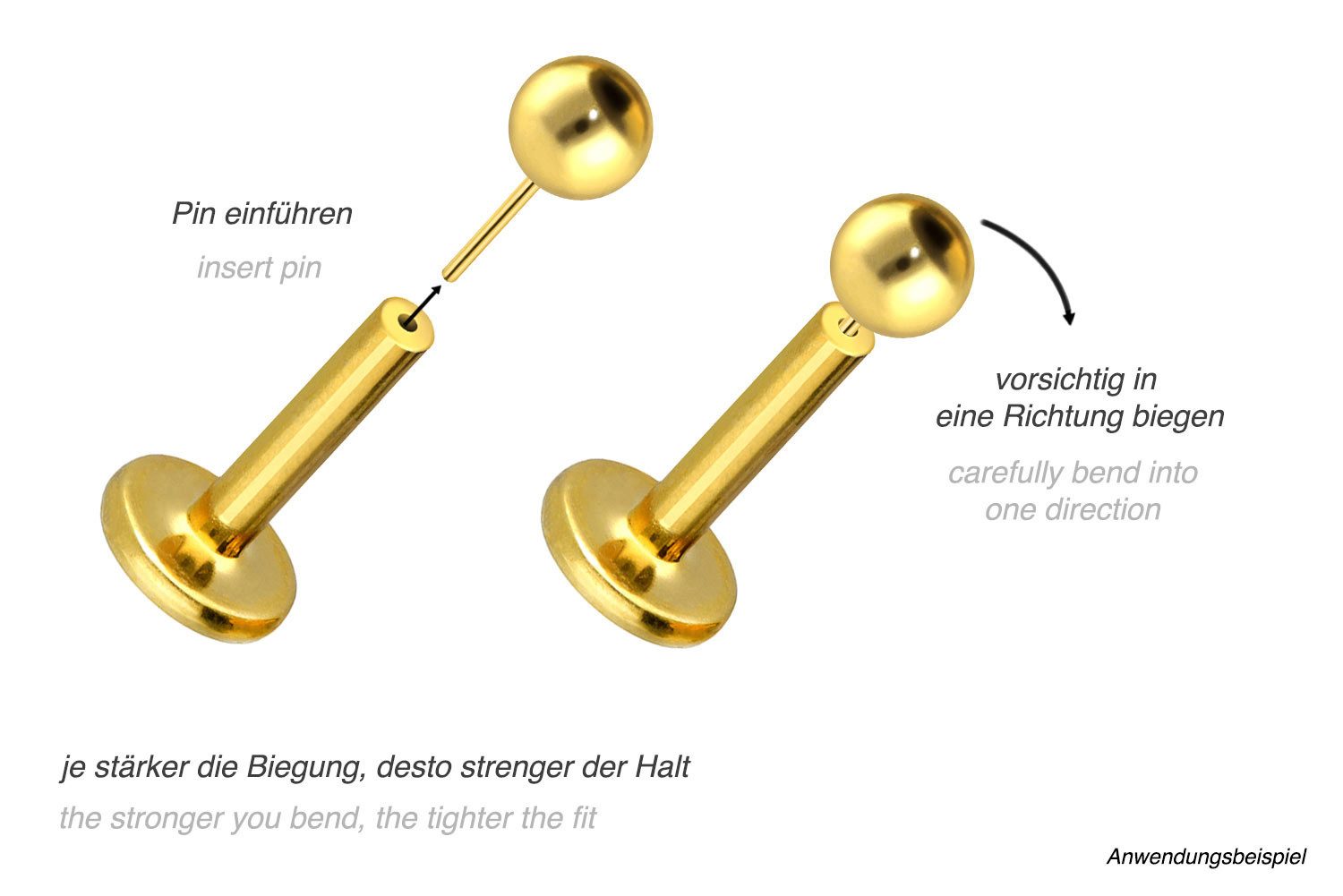 PIERCINGLINE Piercing-Set Titan Labret mit Push günstig online kaufen
