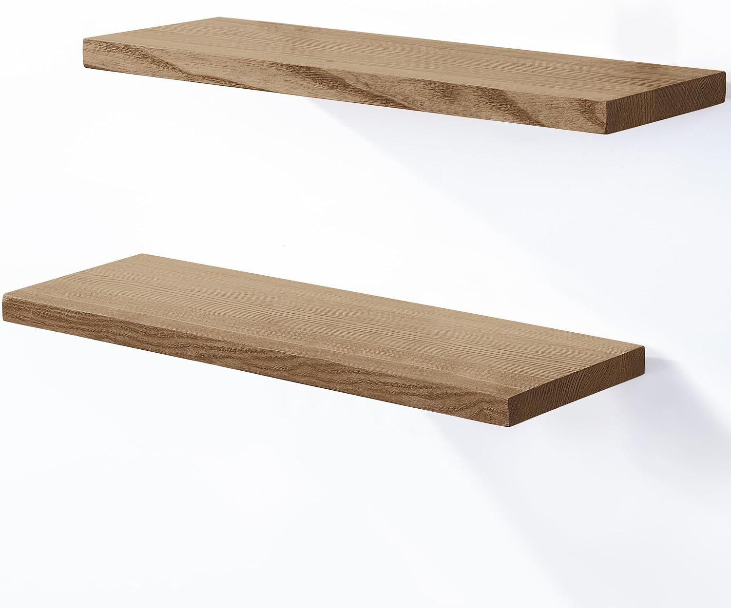 LAMO Manufaktur Wandregal LAMO Manufaktur 2 Stück Wandregal aus Holz 2x 42cm, Schweberegal Massiv 100% Echtholz, Wandregale SET 4 Gerade Farbe: Nussbaum
