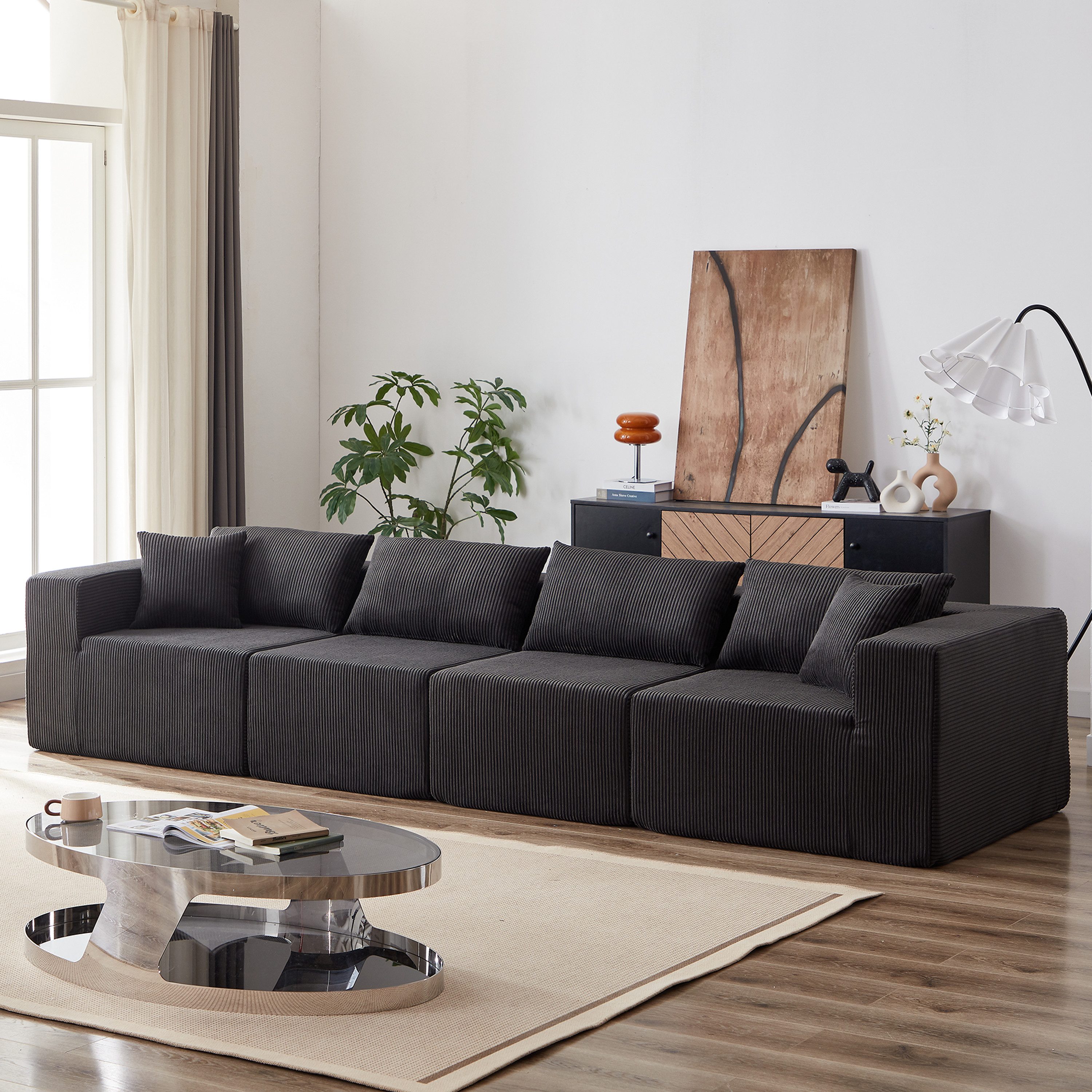 MODFU Ecksofa für Wohnzimmer & Schlafzimmer, Kein Zusammenbauen erforderlich, 4-teiliges flexibles Design 1 Teile