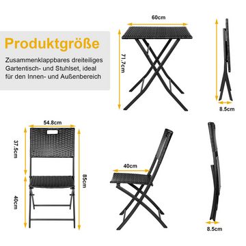 TLGREEN Balkonset, Gartenmöbel Set 3-teilige,Klappbar mit 2 Stühle und Tisch