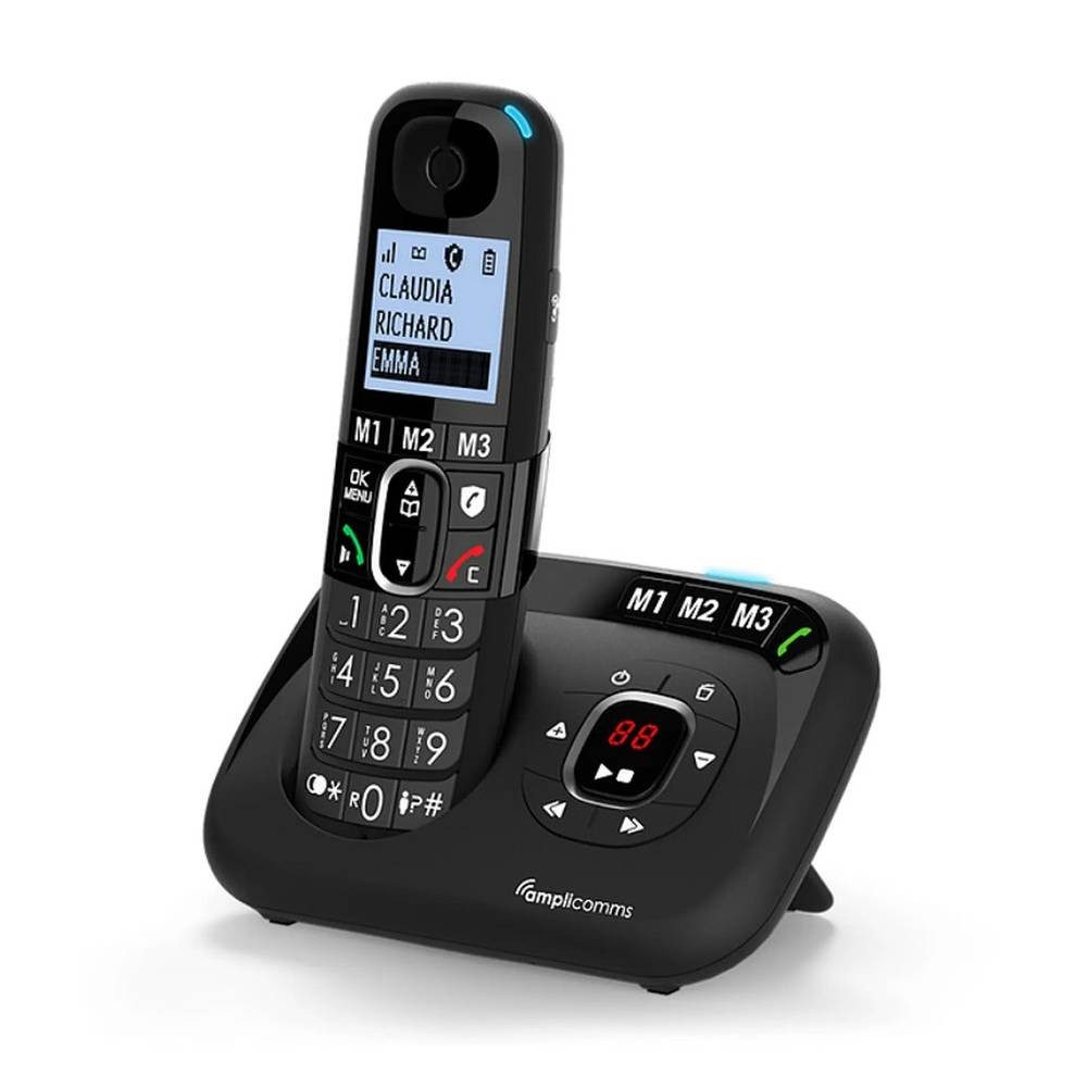 Amplicomms DECT-Mobilteil + zusätzliches Mobilteil, für Hörgeräte ATL1423358 Seniorentelefon (Freisprechen, für Hörgeräte kompatibel, Wahlwiederholung)