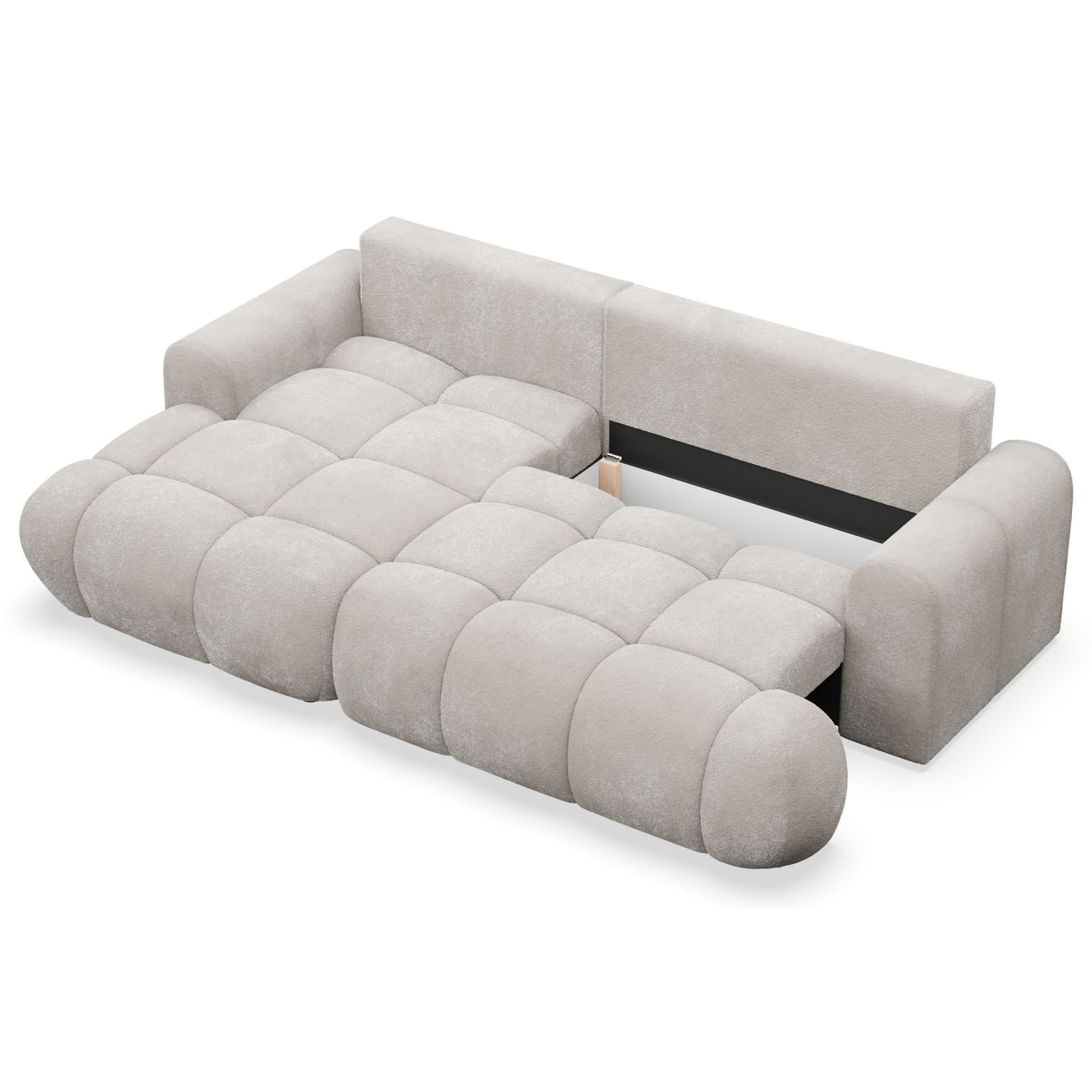 Selsey Ecksofa OMBO MINI, Ecksofa mit Schlaffunktion & Bettkasten, Bouclé, 246 cm