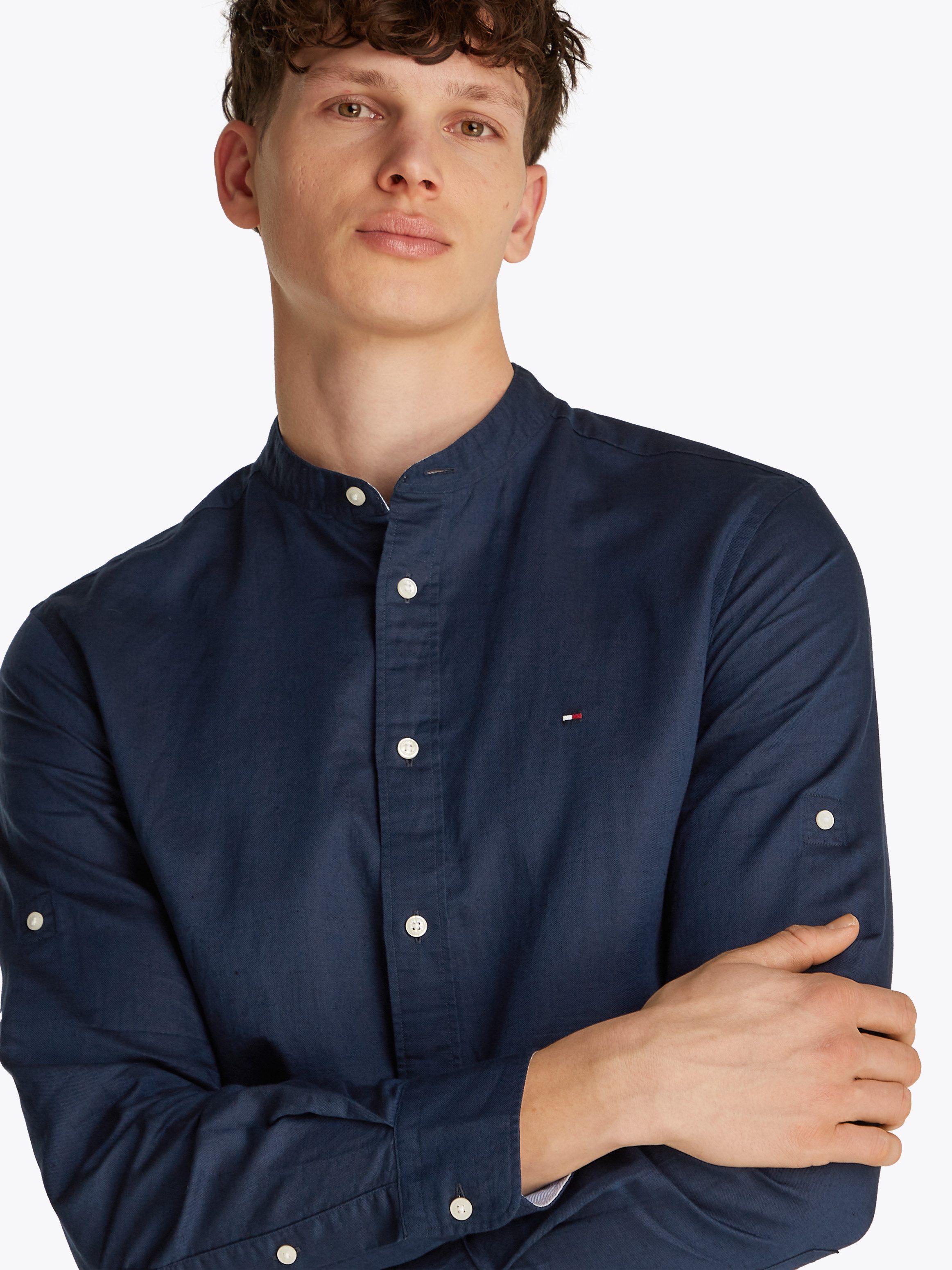 Tommy Hilfiger Langarmhemd LINEN BLEND MAO günstig online kaufen