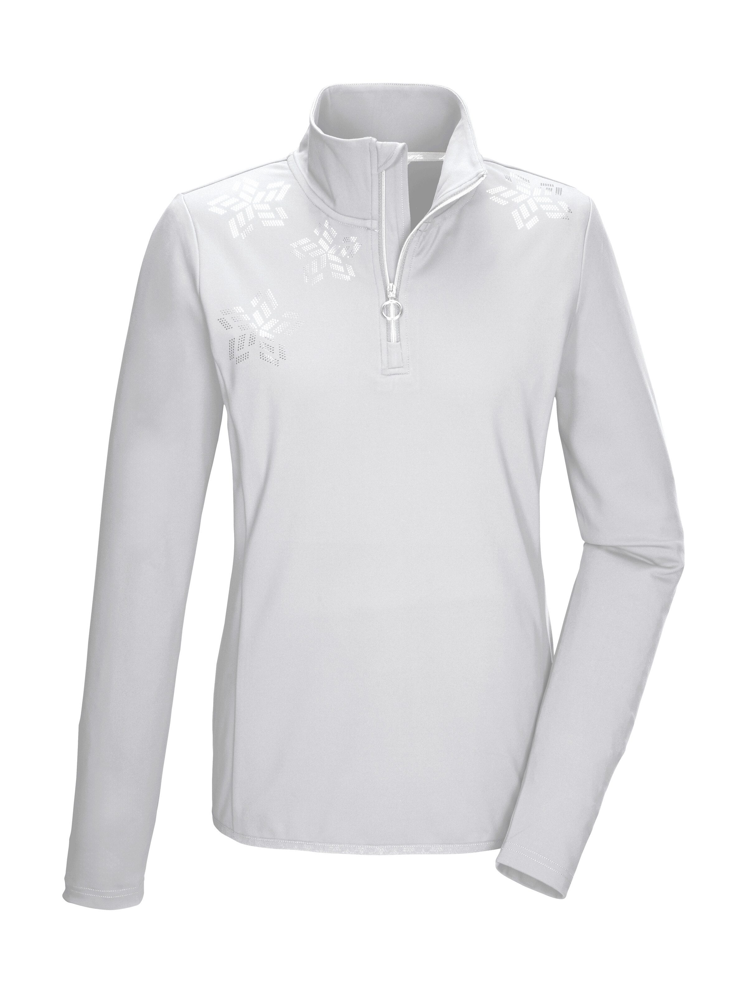 Killtec Langarmshirt KSW 110 WMN LS SHRT Damen Powerstretchshirt: atmungsaktiv, metallischer Print, Stehkragen