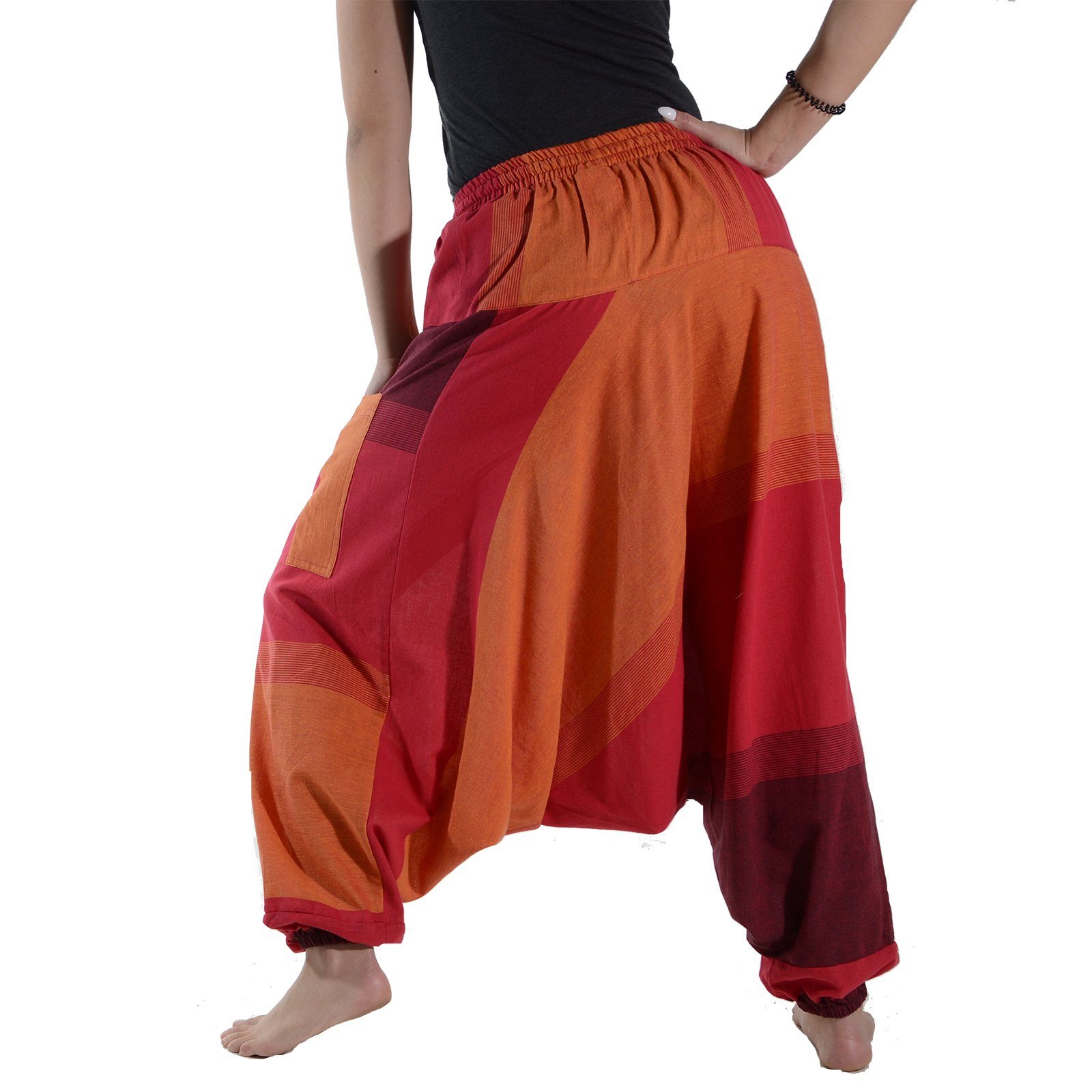 KUNST UND MAGIE Haremshose Damen Harem Hose Bunt Aladin Haremshose Pluderhose Pumphose Goa Hippie