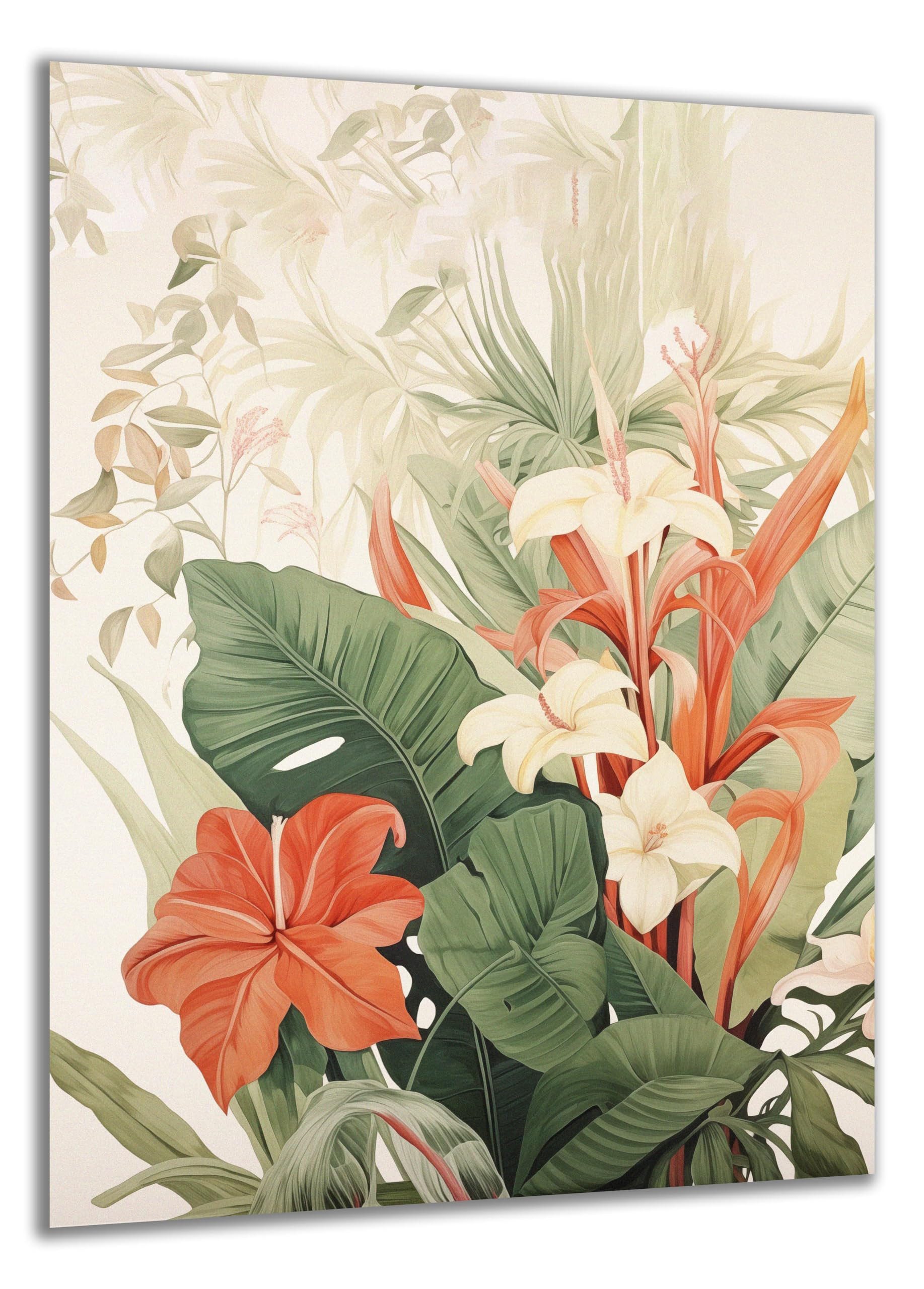 DARO Design Wandbild Modern Abstrakt Leinwandbild Wandbilder Wand Deko Bilder, (Abstrakt Blumen hell - Bild klein Wohnzimmer Schlafzimmer Esszimmer Büro Flur Einteilig Hochformat Fotodruck Modern Abstrakt Kunst), 30x20 cm