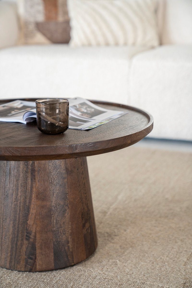 Maison ESTO Couchtisch MARON rund Ø 66 cm Mango Holz Wohnzimmertisch