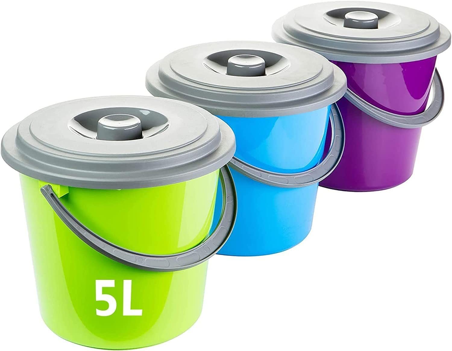 Centi Putzeimer Eimer mit Deckel 5l,Haushalteimer aus Kunststoff