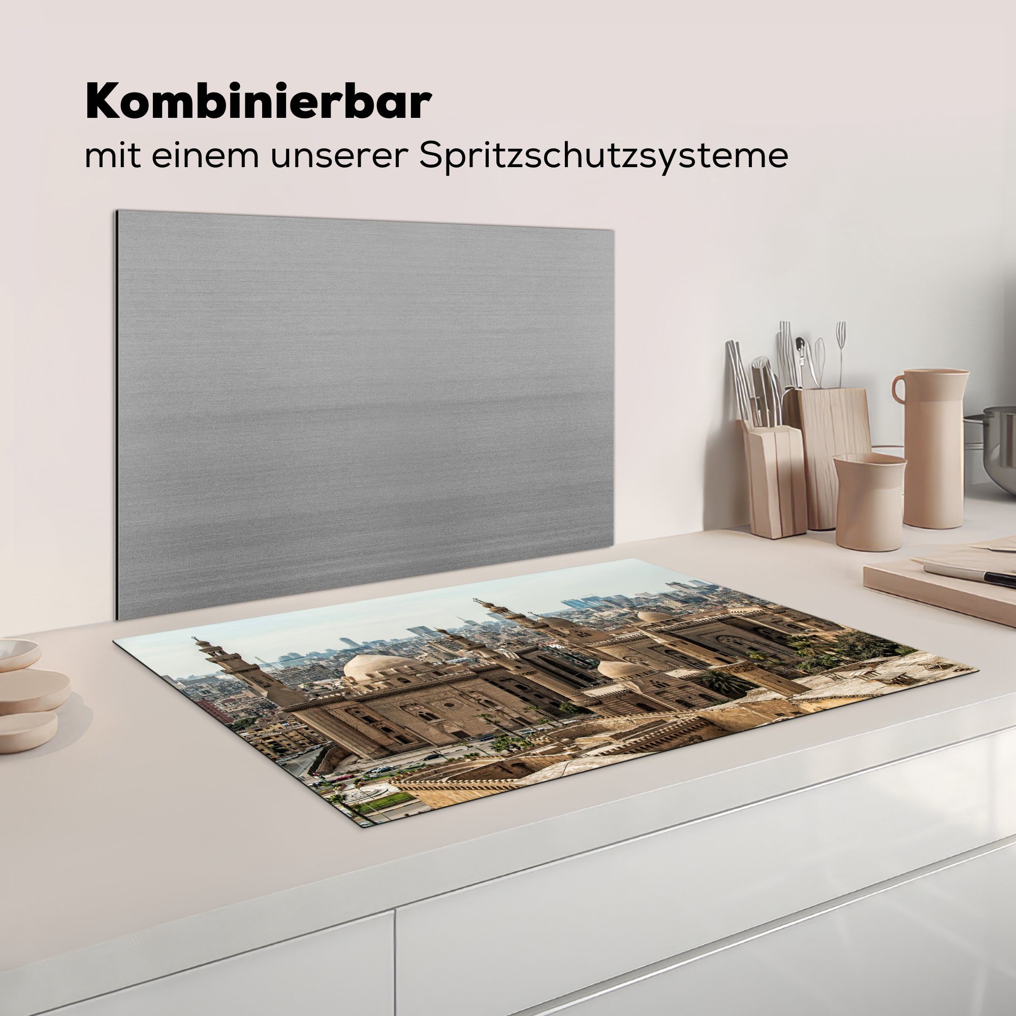 Schutz in Induktionskochfeld MuchoWow tlg), Atmosphäre Ceranfeldabdeckung Herdblende-/Abdeckplatte (1 küche, Orientalische die 81x52 für Ägypten, Vinyl, cm,