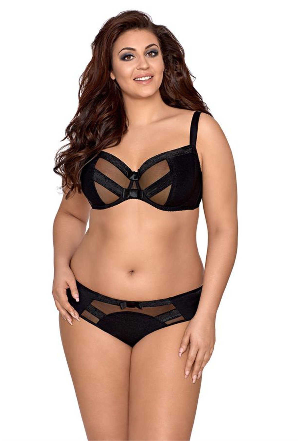 Axami Slip Tüll-Slip in schwarz für Übergrößen transparent elastisch (einzel, 1-St)