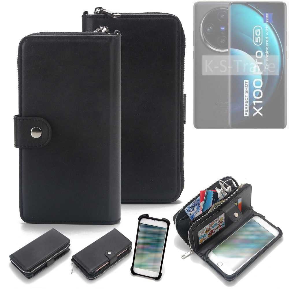 K-S-Trade Handyhülle für Vivo X100 Pro, 2in1 Handyhülle Schutzhülle & Portemonnee Cover Handy Hülle