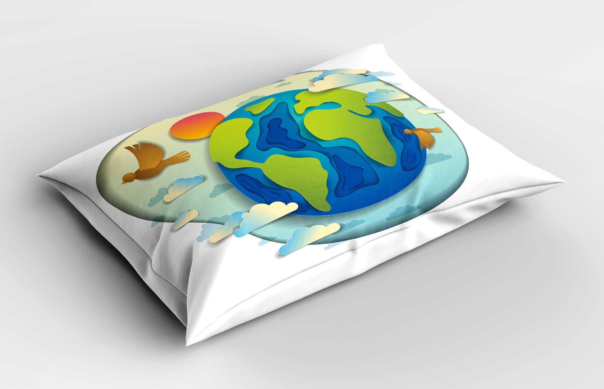 Kissenbezüge Dekorativer Globe Size der Grafische Abakuhaus Kissenbezug, Stück), Wolken Erde King Gedruckter (1 Standard Tag