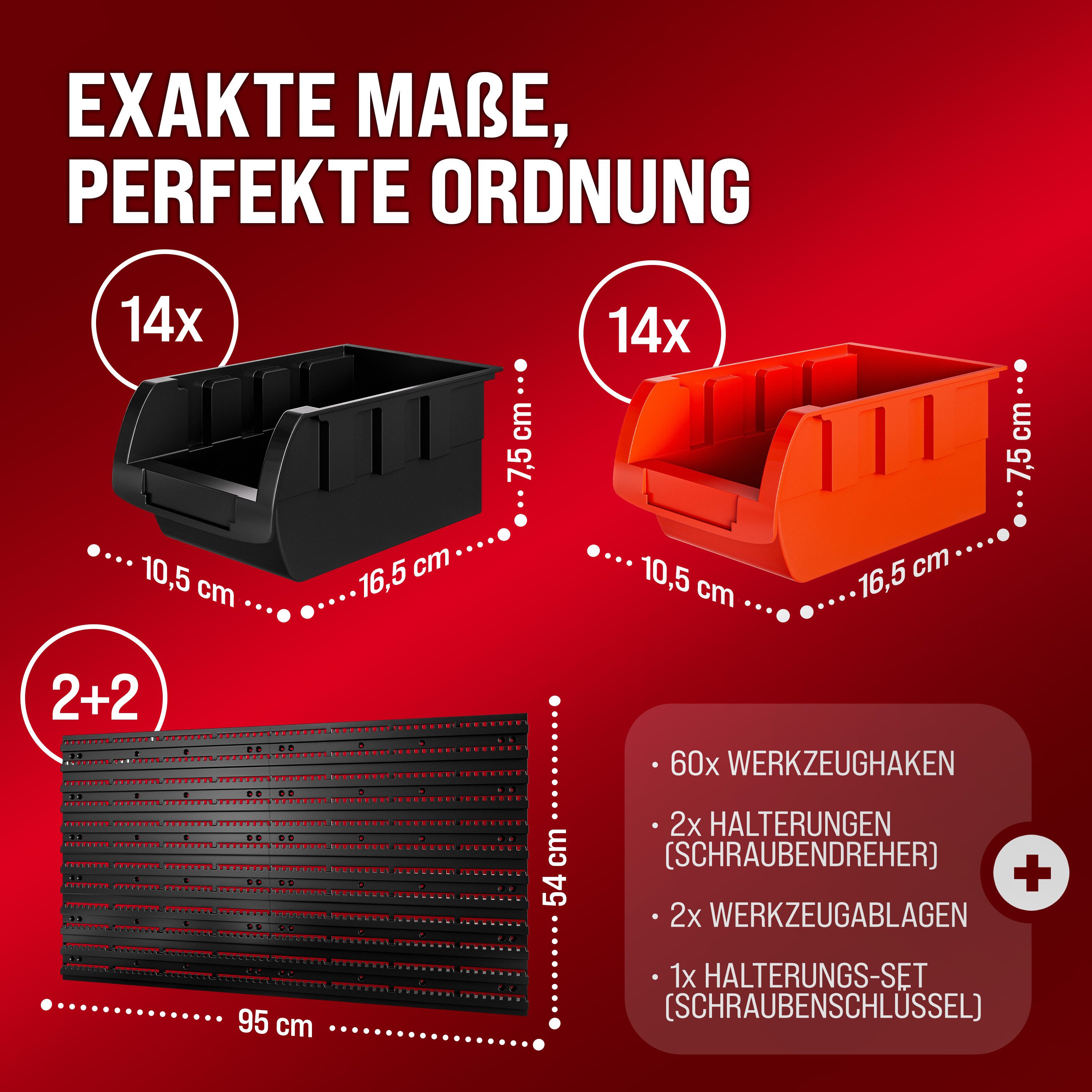Deuba Werkzeughalter, Werkzeugwand 190x54cm 97tlg Erweiterbar Werkstatt Lochwand Stapelboxen