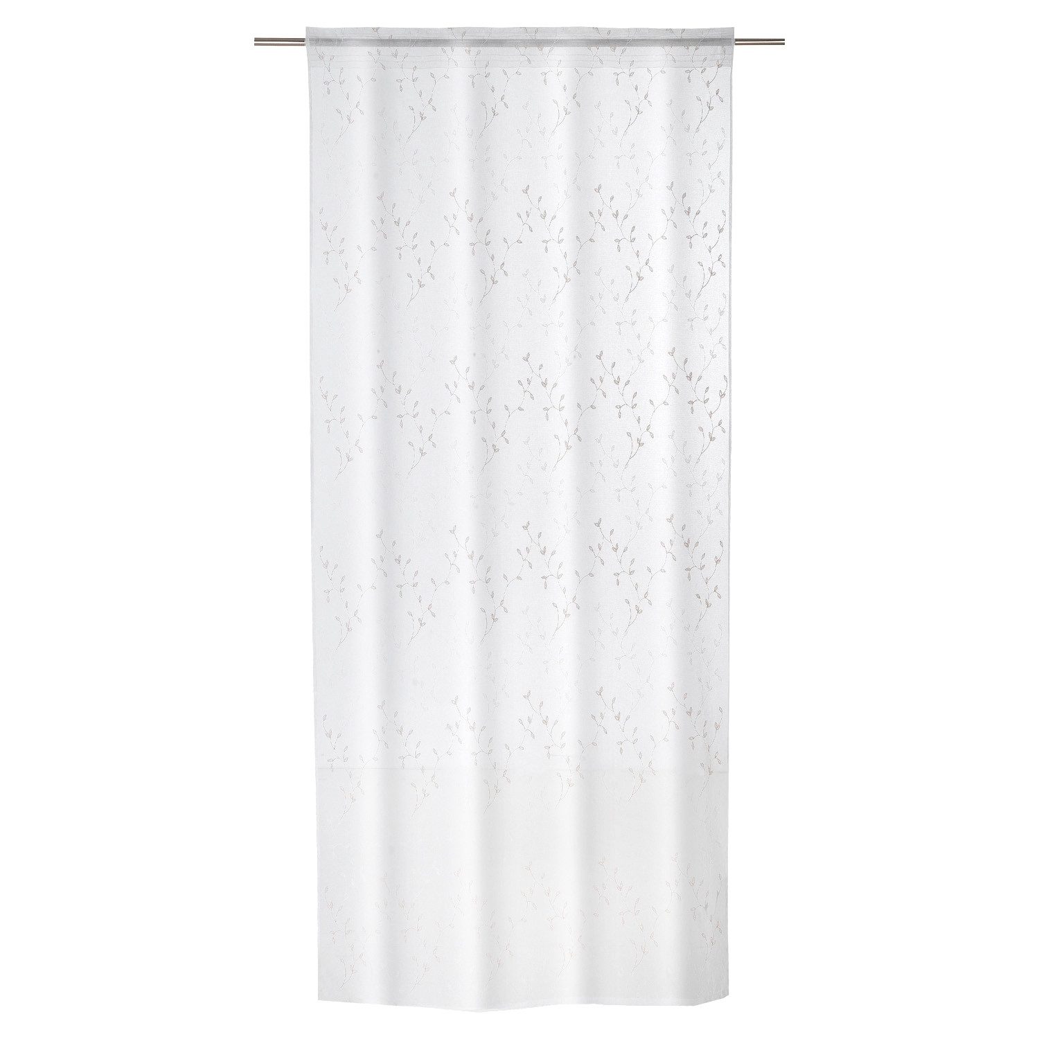 Home4You Vorhang, 140 x 245 cm, Weiß, Braun, (1 St), verdeckte Schlaufen, transparent, Polyester, Polyester, transparent, mit Blättermotive
