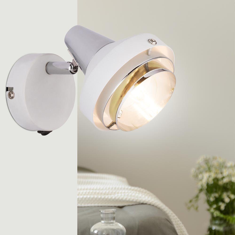 Chrom Zimmer Wandleuchte, Lampe im- Spot LED Strahler Leuchtmittel verstellbar Wand Leuchte inklusive, etc-shop Wohn