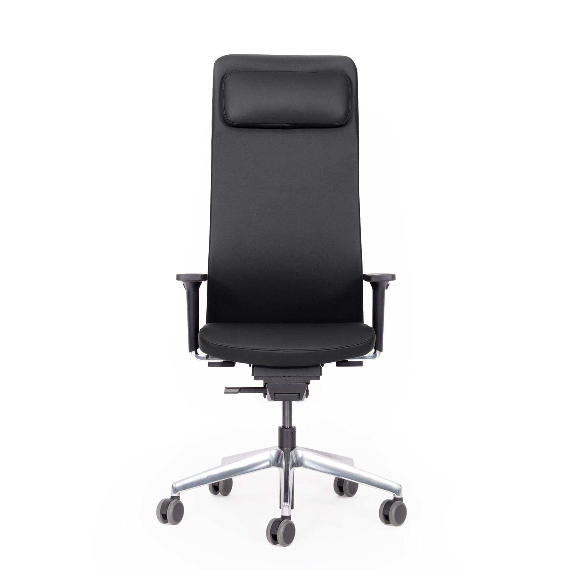 lento Bürostuhl Matrix Ergonomischer LEDER Chefsessel Bürostuhl schwarz, TÜV/GS GEPRÜFT, MADE IN GERMANY, 10 JAHRE GARANTIE