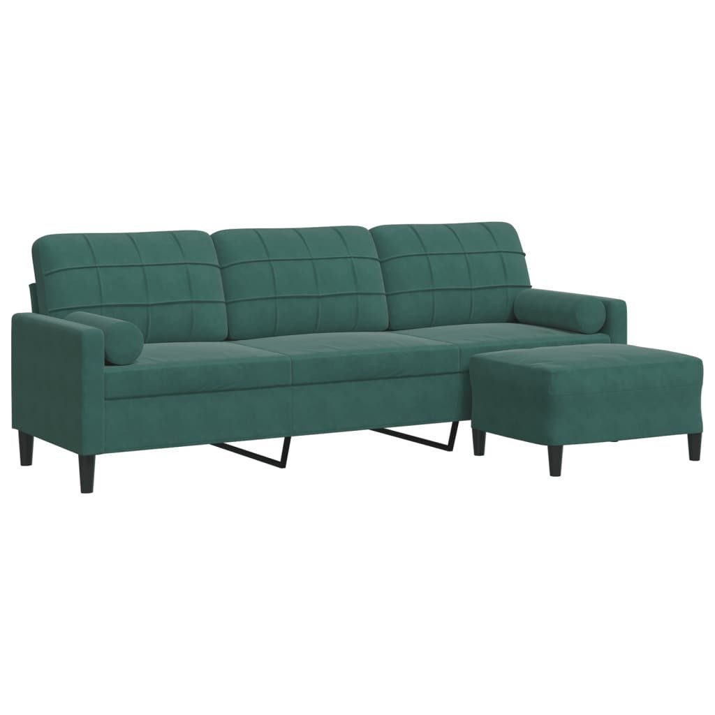 vidaXL Sofa, 3-Sitzer-Sofa mit Hocker Dunkelgrün 210 cm Samt günstig online kaufen