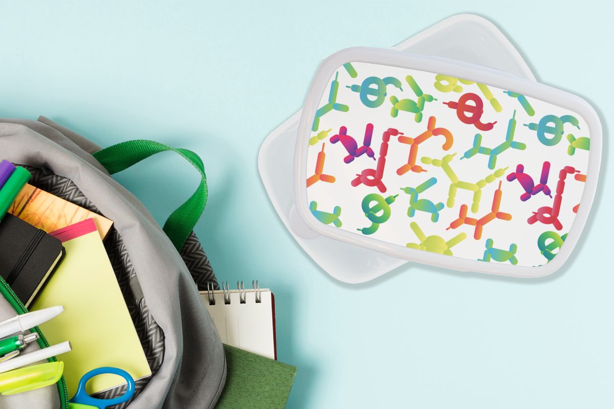 MuchoWow Lunchbox Ballon - Muster (2-tlg), für und Tiere, Mädchen für Kinder - weiß Brotdose, Jungs Erwachsene, Brotbox und Kunststoff