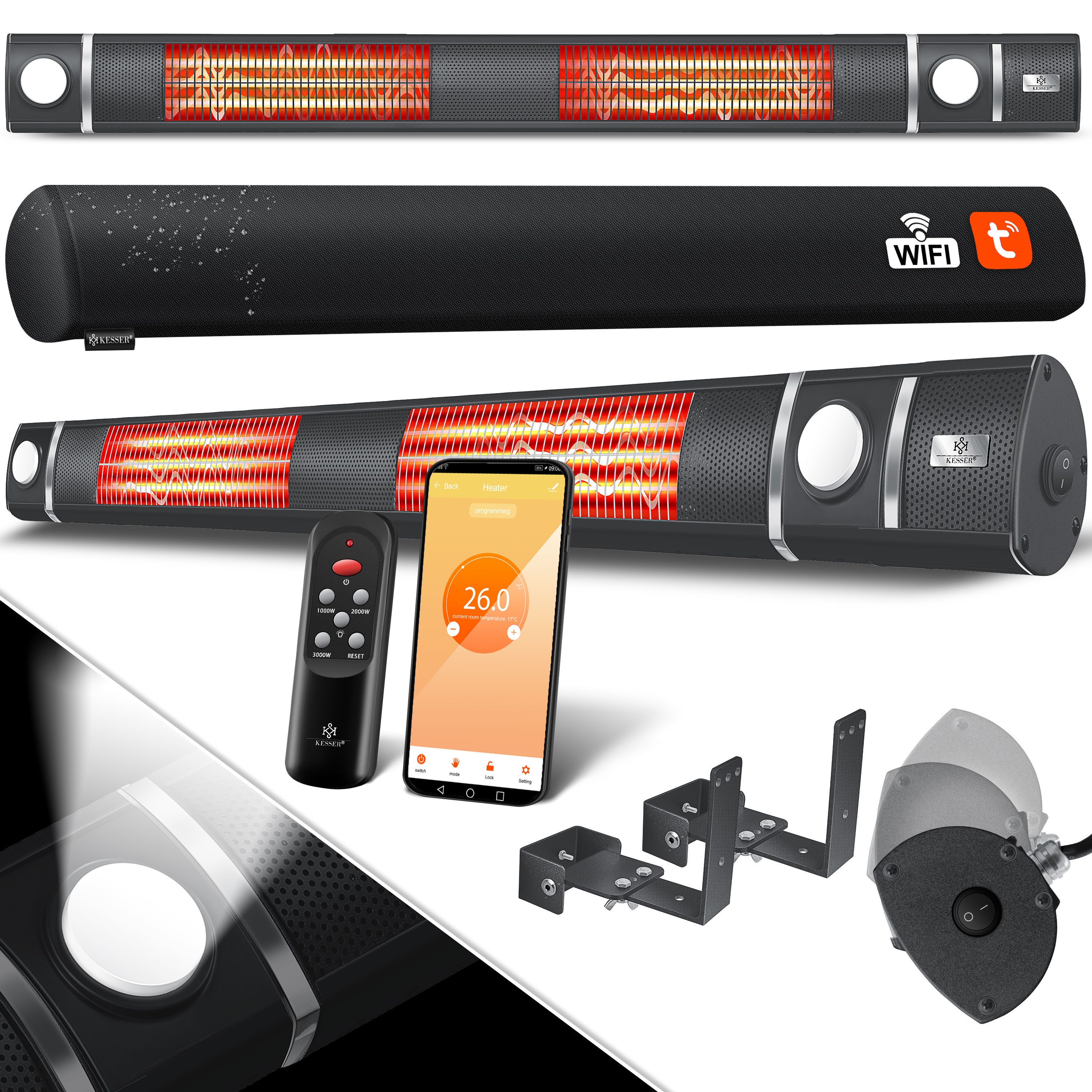 KESSER Terrassenstrahler Infrarot Heizstrahler mit WLAN, Fernbedienung & LE günstig online kaufen