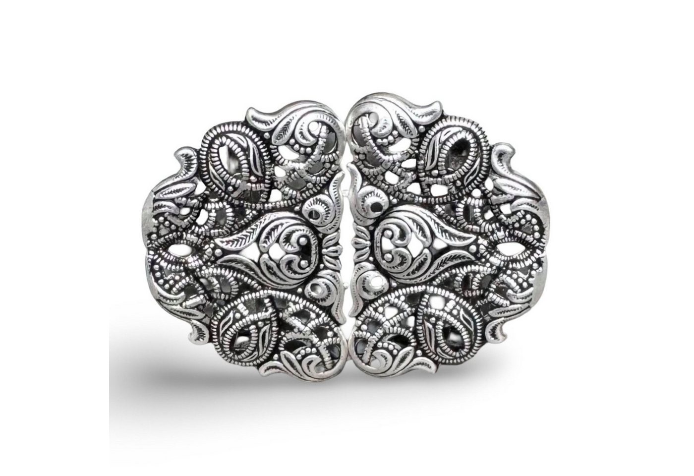Hartmann-Knöpfe Gürtelschnalle bildschöne altsilberne Trachten Schliesse Metall Steg 30mm