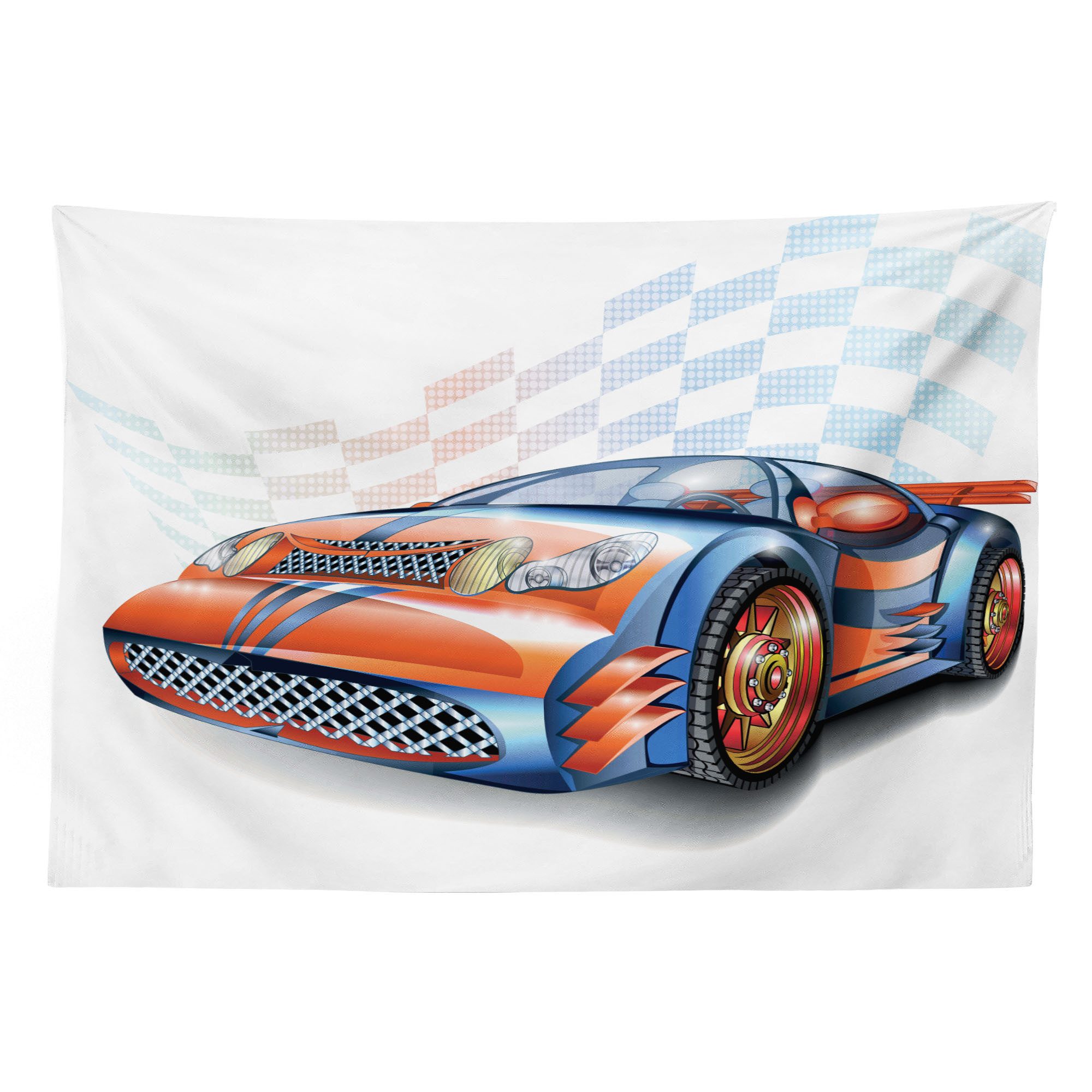 Abakuhaus Wandteppich aus Weiches Mikrofaser Stoff Für das Wohn und Schlafzimmer, rechteckig, Autos Karikatur-Art-Rennwagen