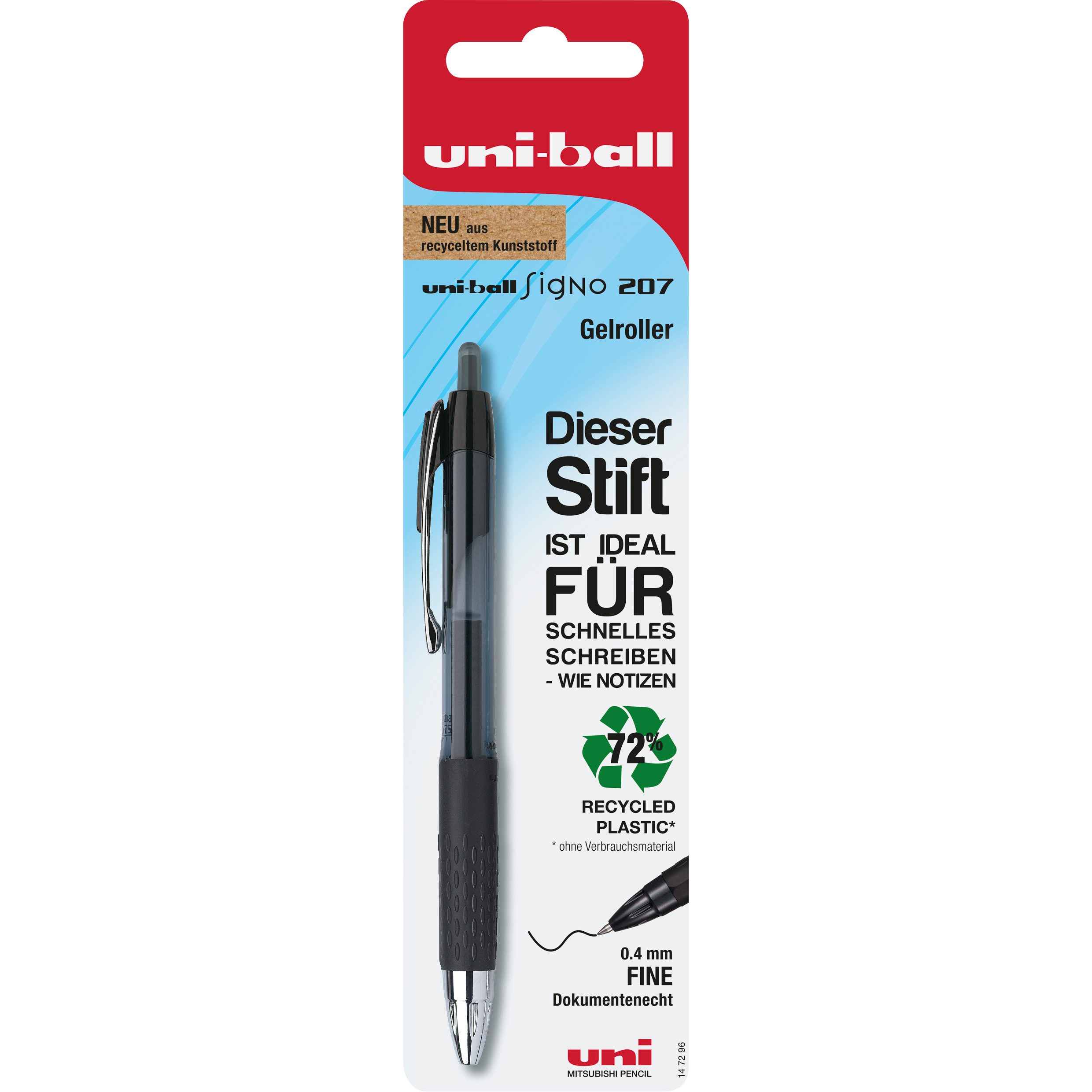 Mitsubishi Tintenroller Mitsubishi 147296 Mitsubishi Gelroller UB SIGNO 207 0,4mm schwarz BK