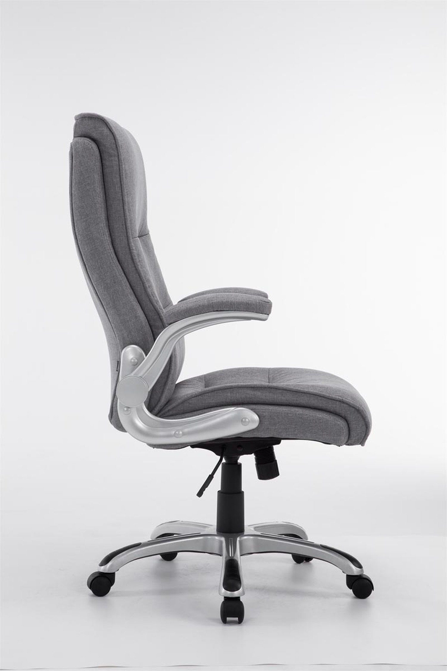 TPFLiving Bürostuhl Vila silber Chefsessel, - ergonomisch Kunststoff Gestell: (Schreibtischstuhl, Bürostuhl Rückenlehne mit Sitzfläche: Stoff Drehstuhl, bequemer geformter XXL), hellgrau