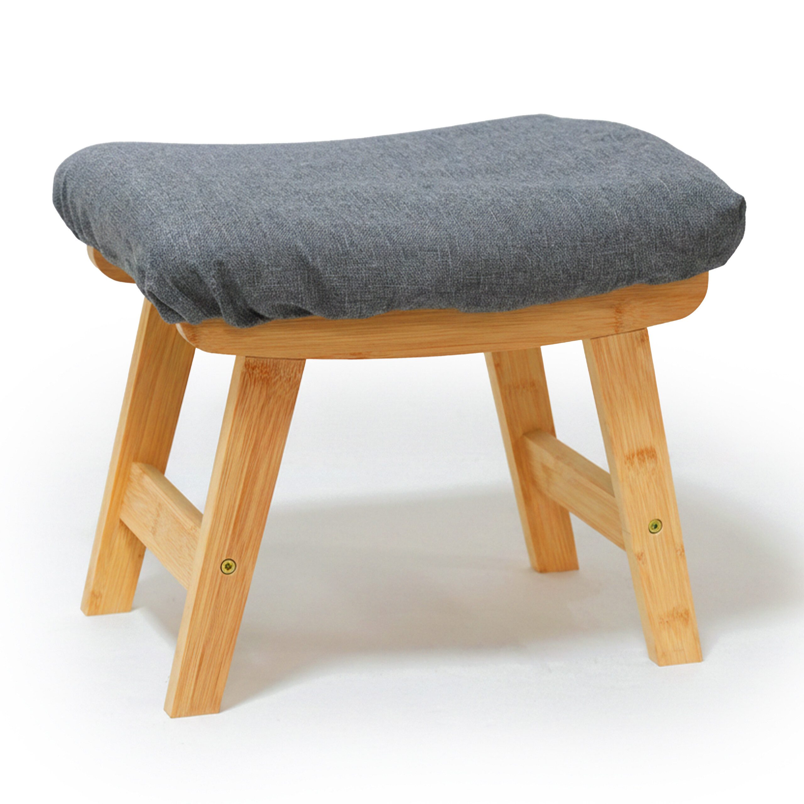 relaxdays Fußhocker Bambus & Stoff