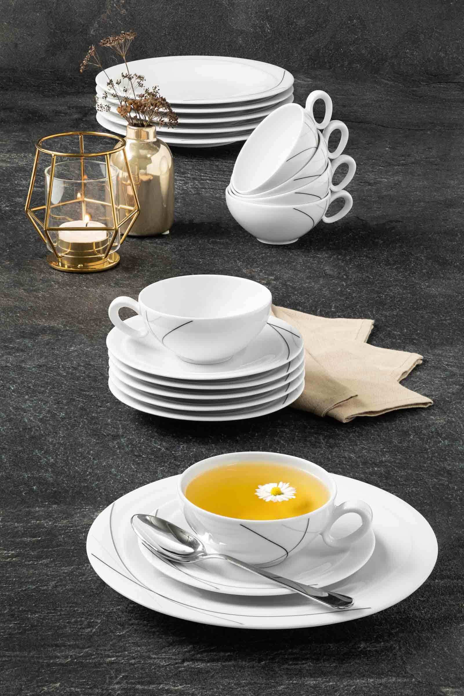 Seltmann Weiden Tasse Trio Highline Teetassen 0,14 l 6er Set, 6-tlg., Porzellan