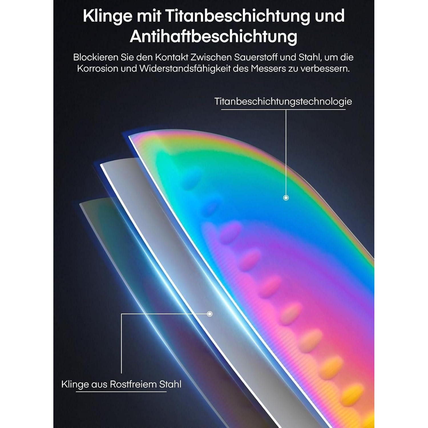 LuxusKollektion Messerblock Messerblock 16 TLG Messer Set Regenbogen Titanbeschichtung