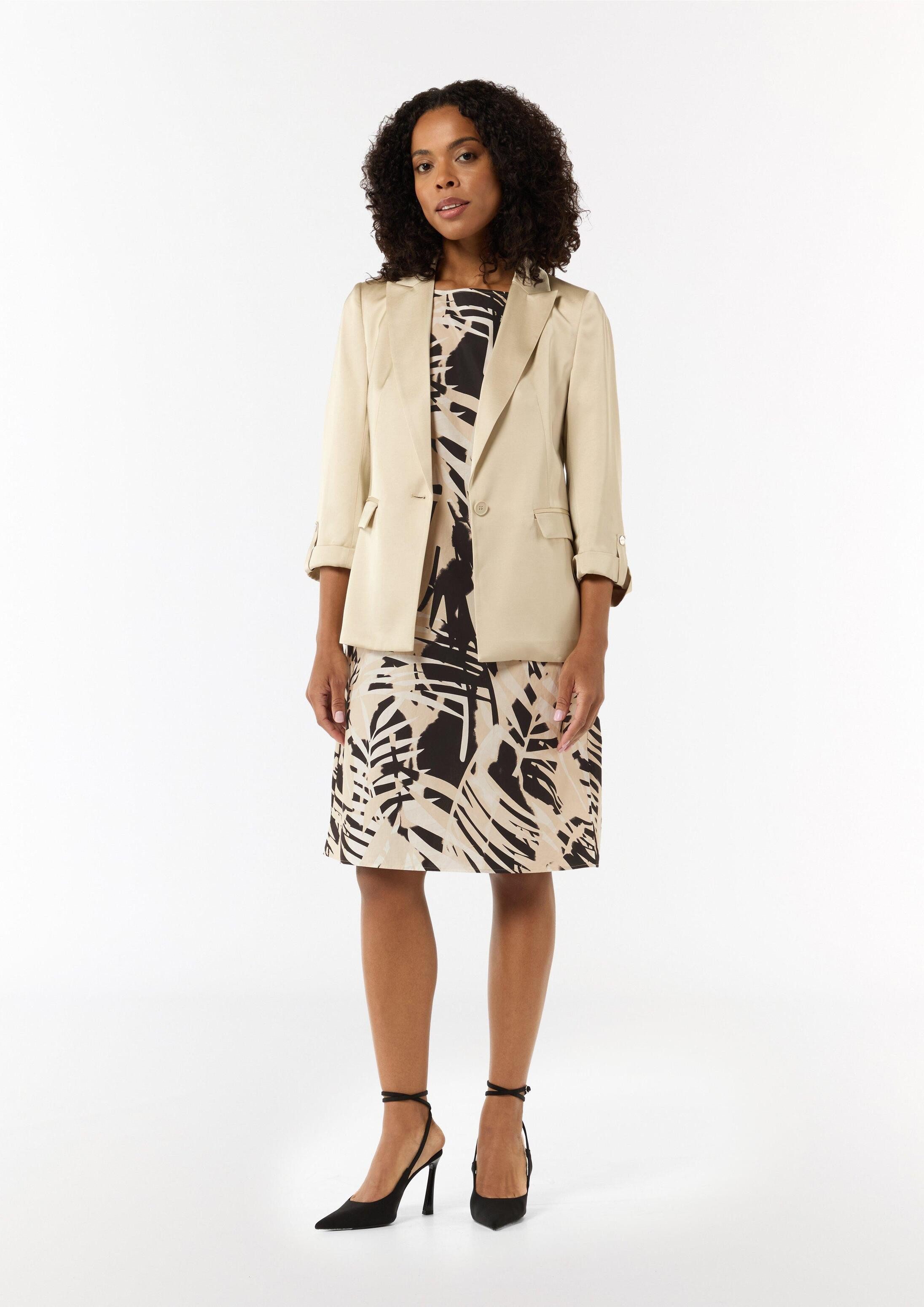 comma Minikleid Kleid Gemustertes Baumwollkleid im Relaxed Fit