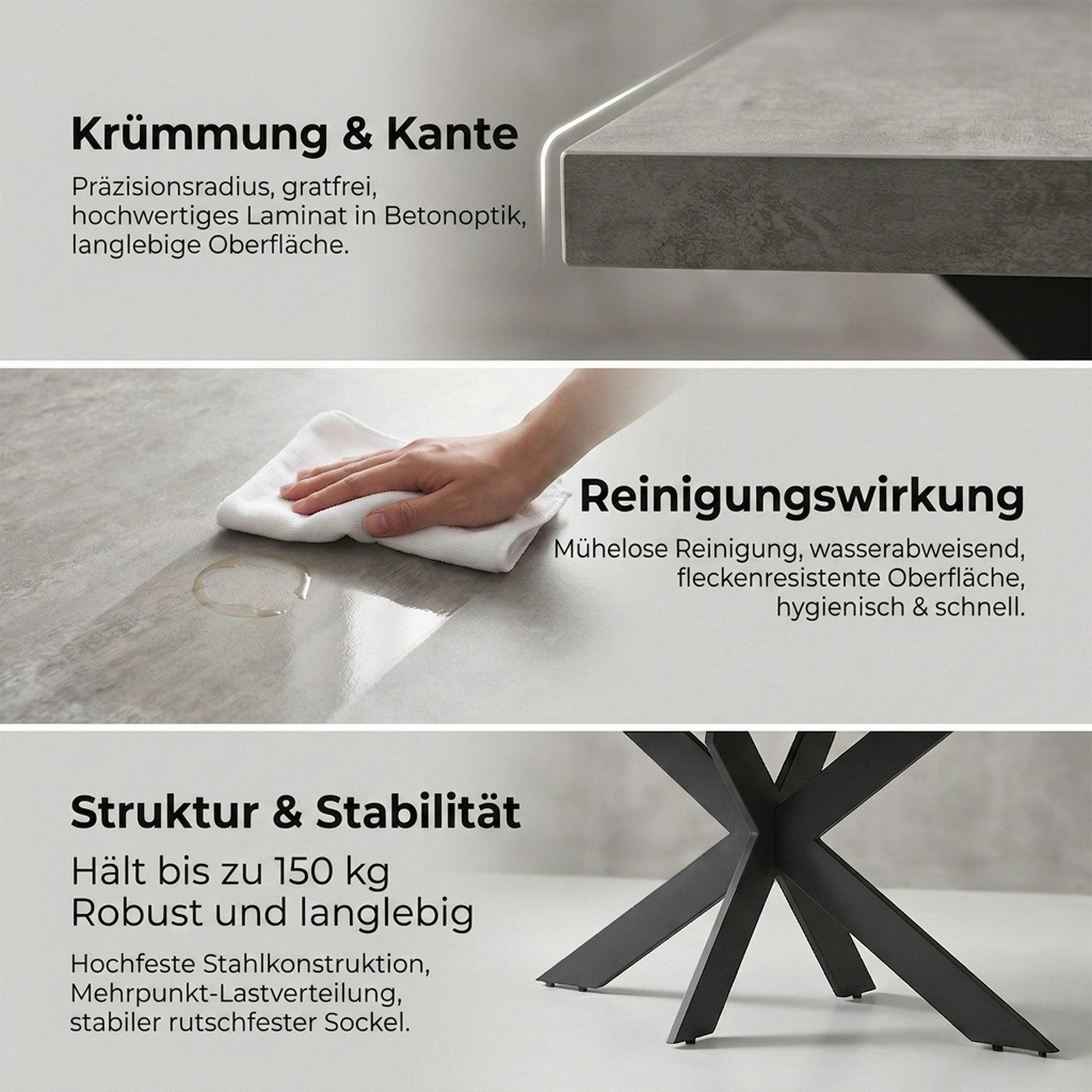 Jiexi Essgruppe Tisch-und Stuhlset, Ausziehbarer Esstisch (160–200 cm) mit 6-8 Stühlen – Bild 5 von 5