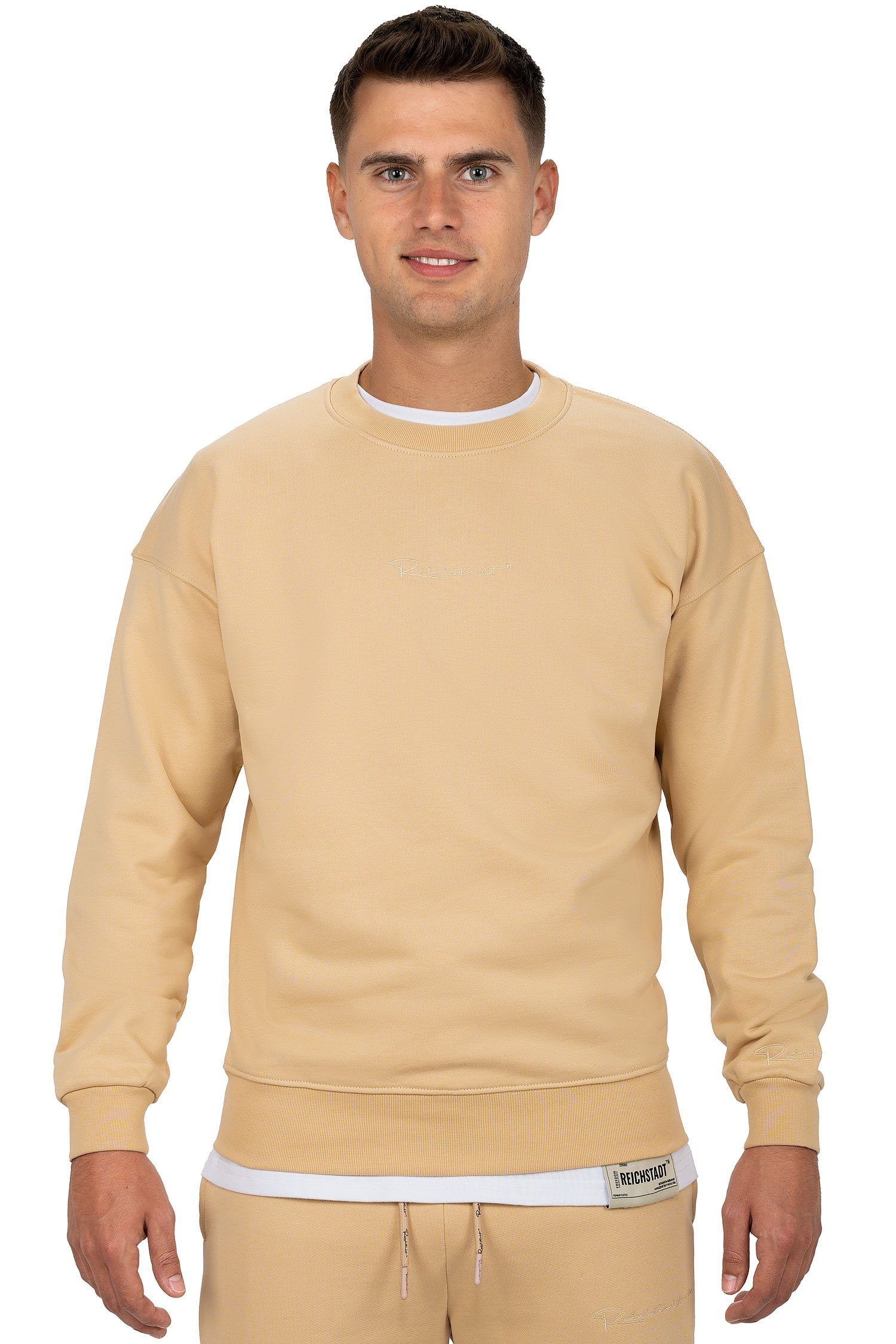 Reichstadt Sweatshirt Casual Pullover Beige mit 23RS037 Basic Details Eleganten (1-tlg)
