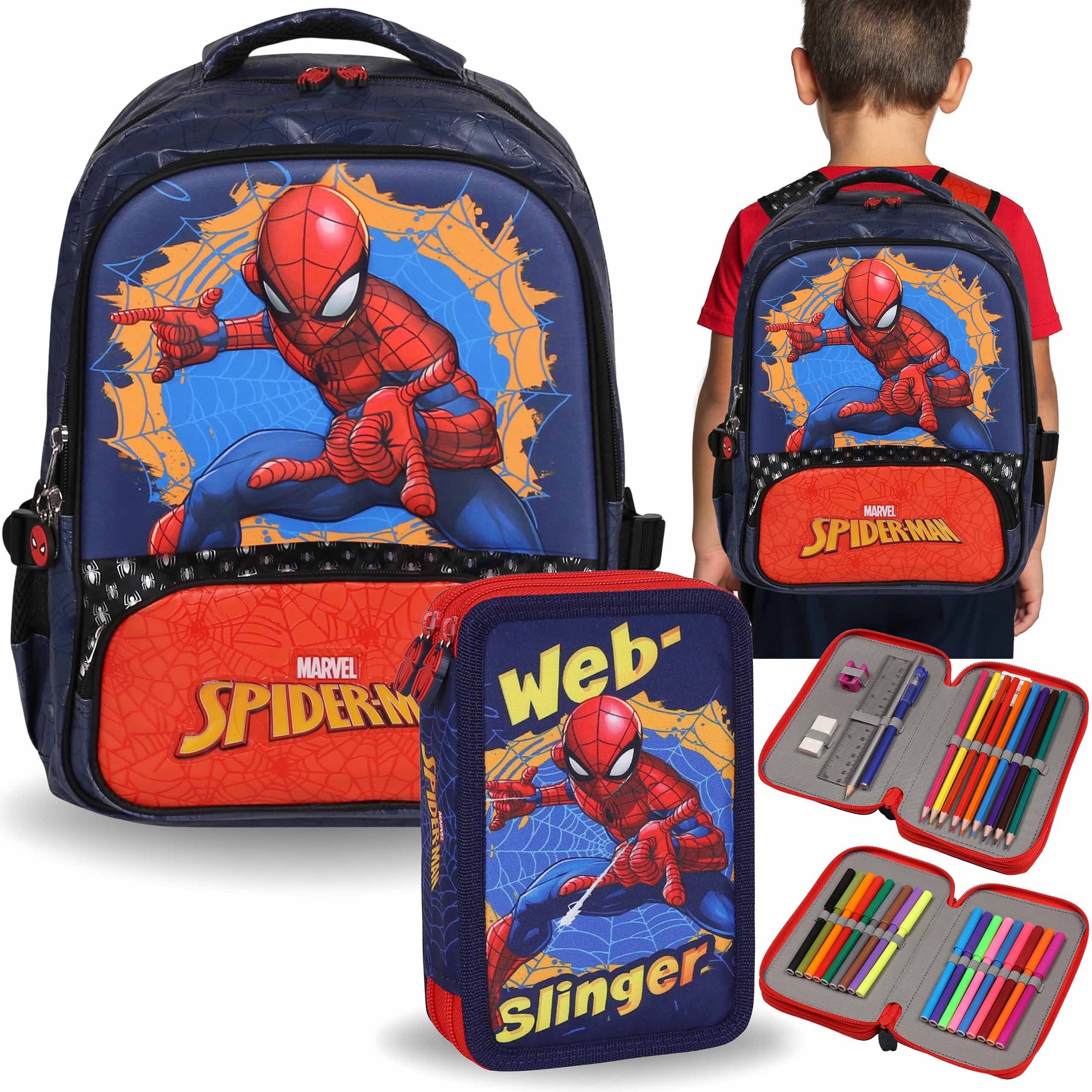 MARVEL Schulrucksack MARVEL Spider-Man Schulset für Jungen: Rucksack + Federtasche (2-tlg)