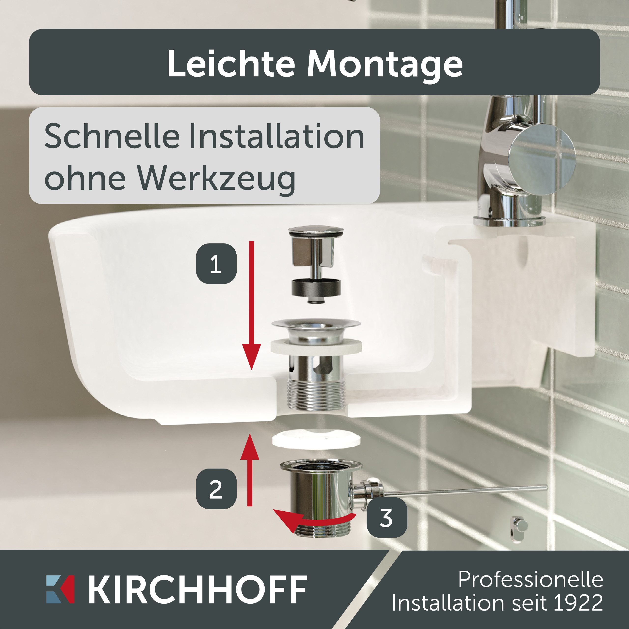 Kirchhoff Ablaufgarnitur Exzentergarnitur, 1 1/4", für Waschtisch