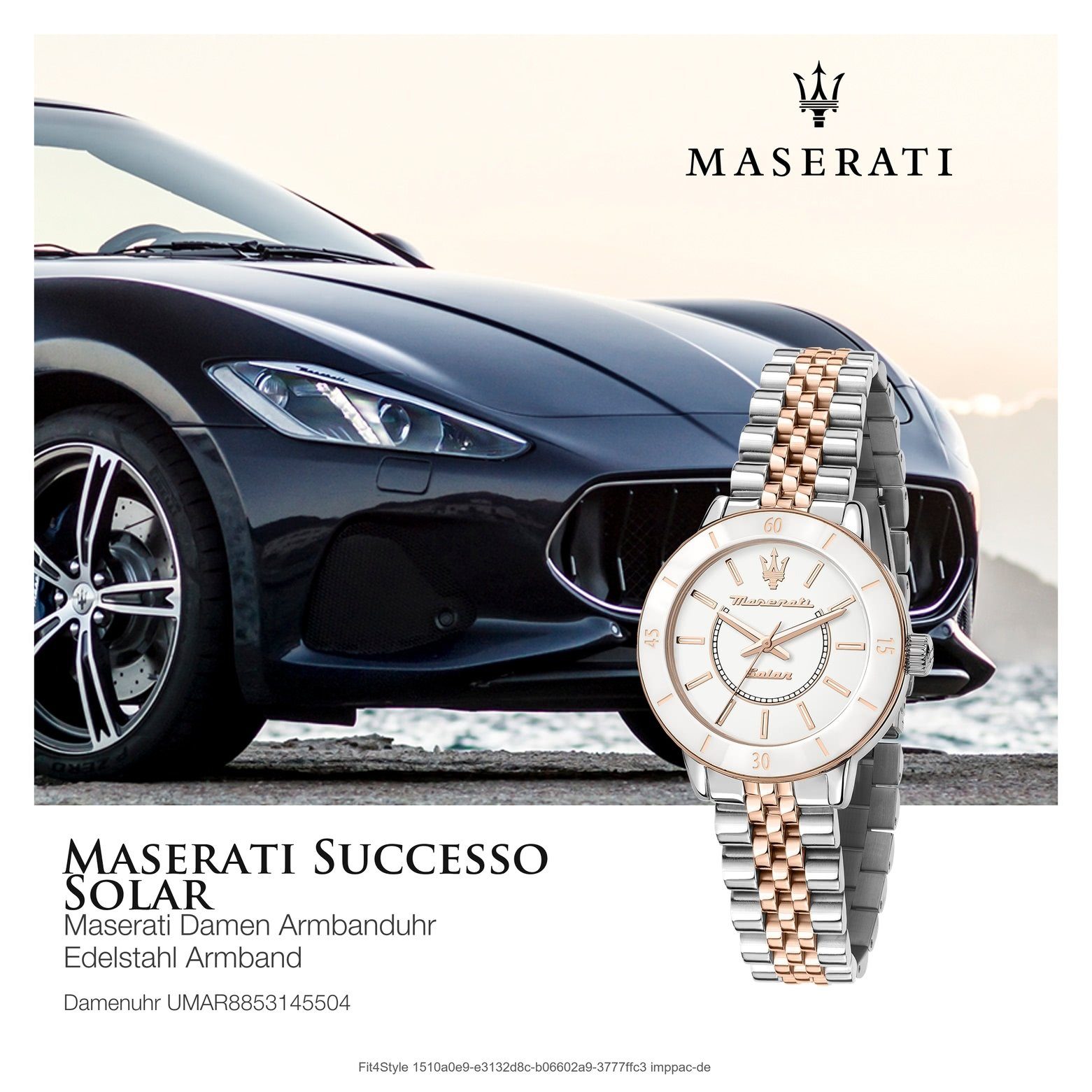 MASERATI Chronograph Maserati Damenuhr Chronograph, weiß Edelstahlarmband, (ca. silber, 32mm) rund, Damenuhr Made-In mittel Italy
