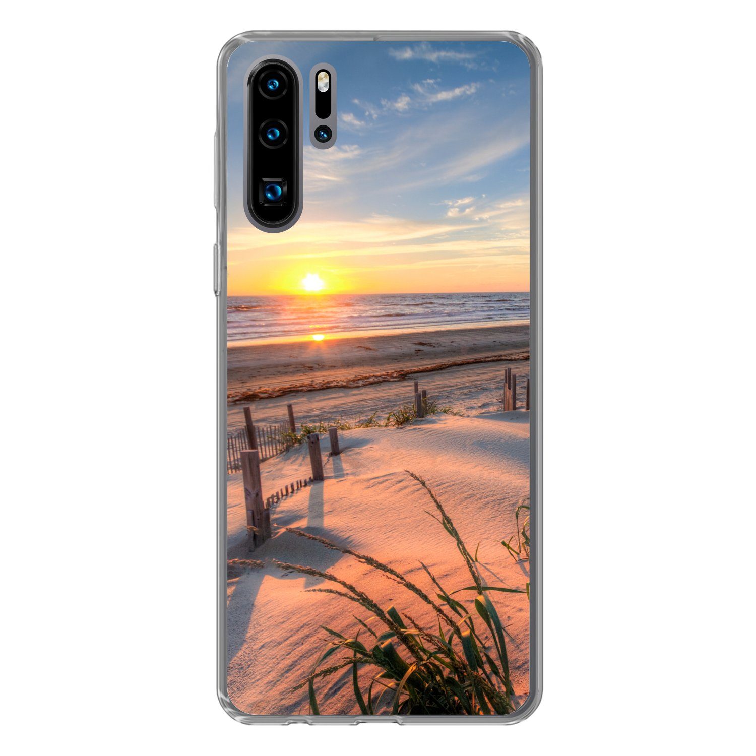 MuchoWow Handyhülle für Huawei P30 Pro Strand - Meer - Düne - Sonnenuntergang - Landschaft, Handy Case, Silikon, Bumper Case Dünn