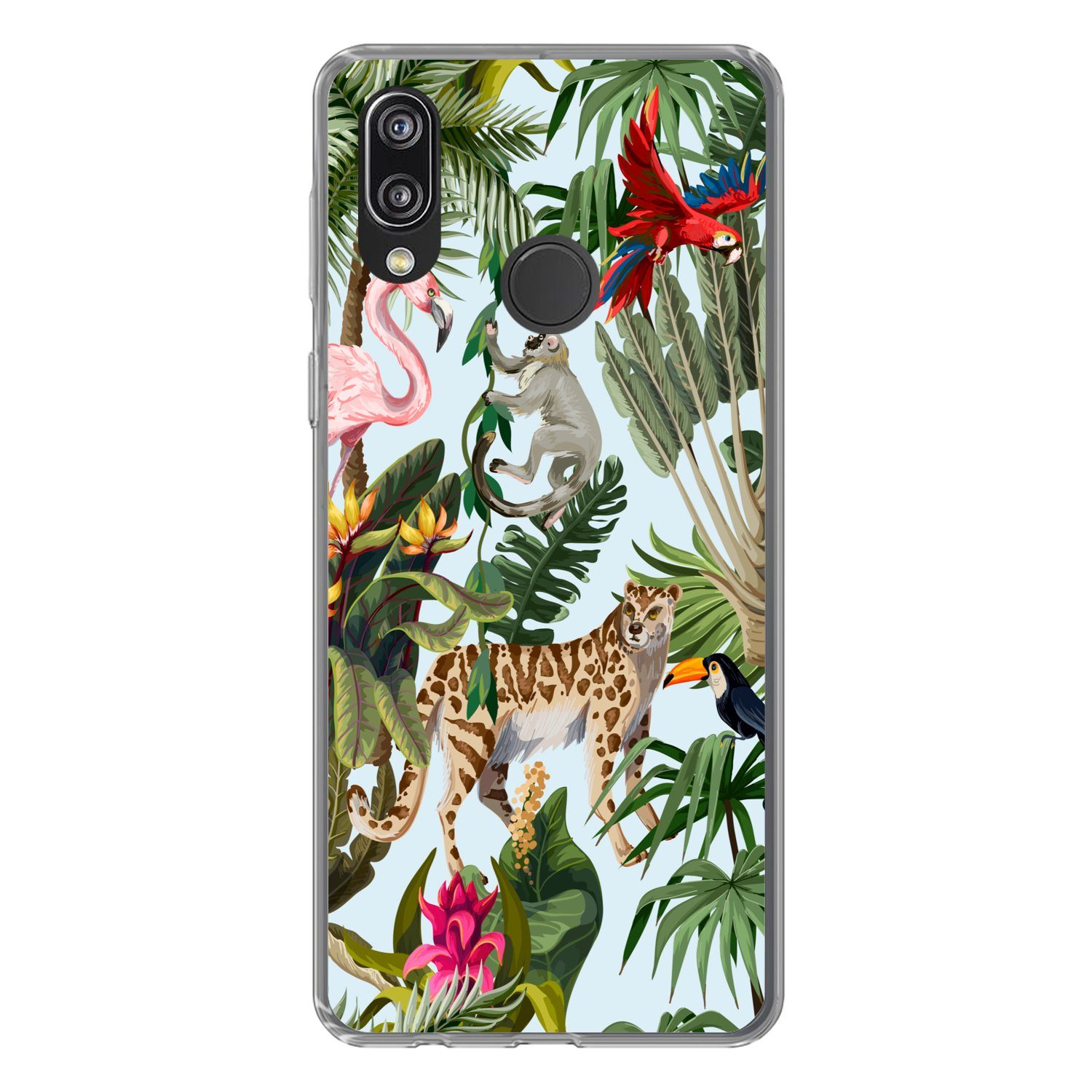 MuchoWow Handyhülle für Huawei P20 Lite (2020) Dschungel - Tiere - Mädchen - Kinder - Jung, Handy Case, Silikon, Bumper Case Dünn