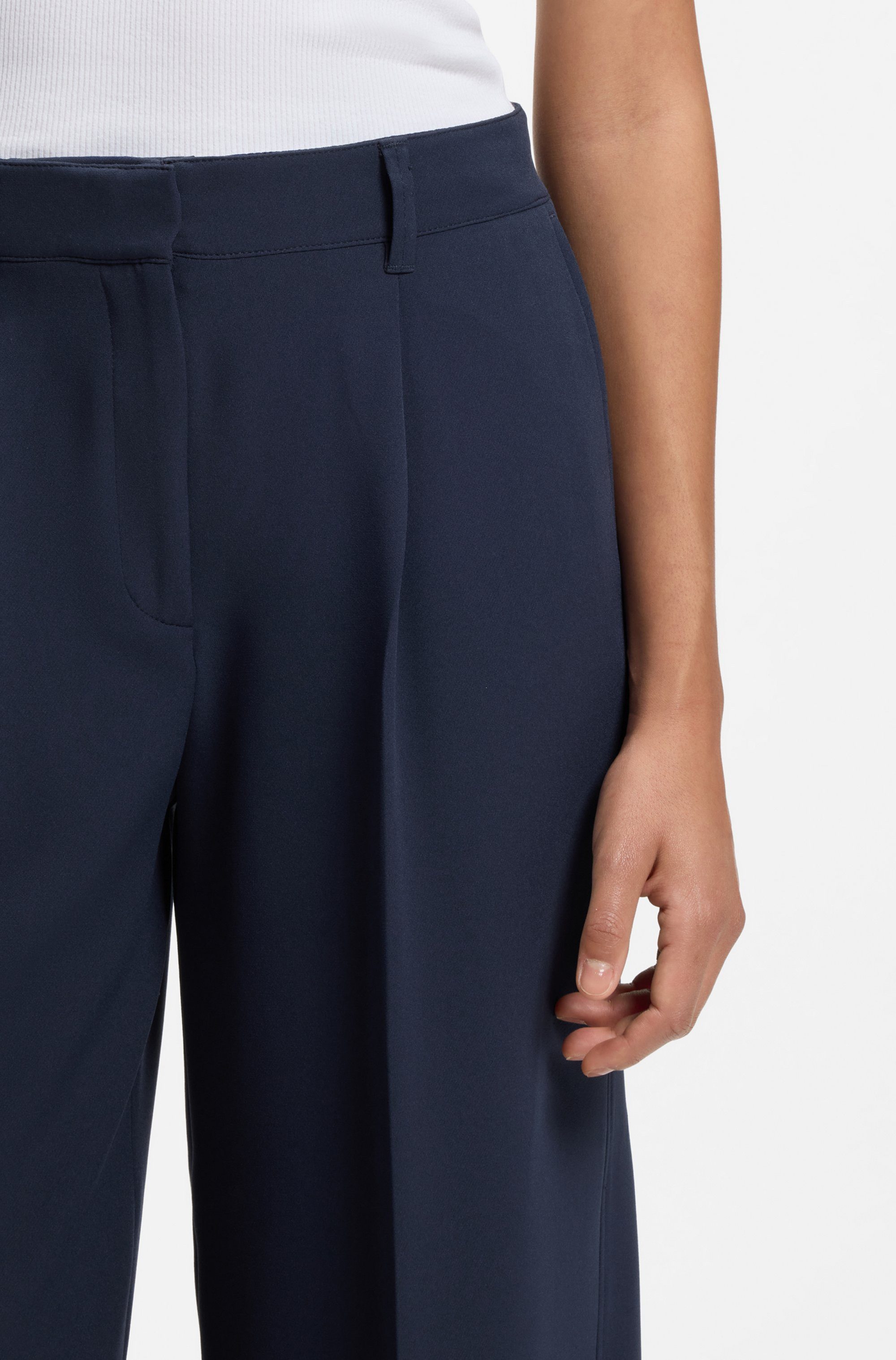 BOSS ORANGE Anzughose Tiwi Premium Damenmode Wide Leg mit Bügelfalte