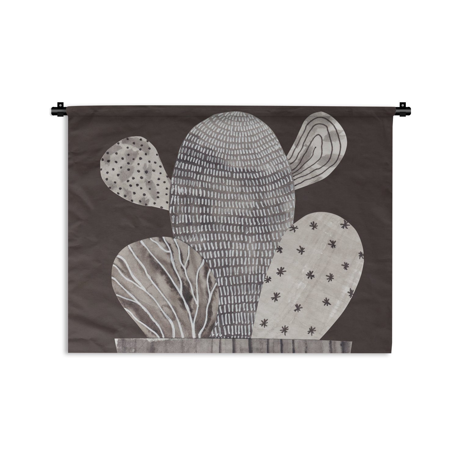 MuchoWow Wanddekoobjekt Kaktus - Pflanze - Punkte - Streifen, Wanddeko für Wohnzimmer, Schlafzimmer, Kleid, Wandbehang, Kinderzimmer