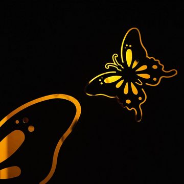 Hoberg Dekosäule, Pflanzschale Garten Deko Kübel Säule LED Schmetterling 72cm Rost-Optik