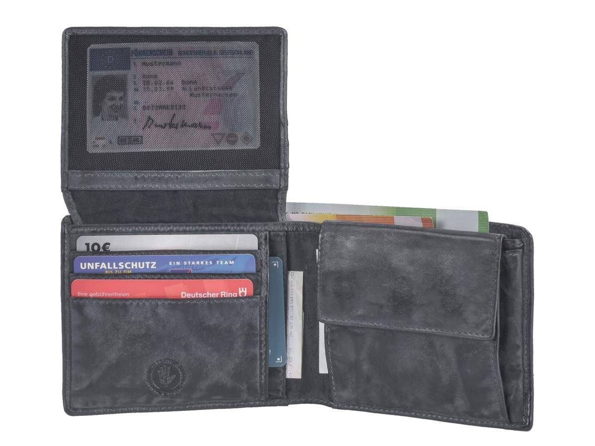 Portemonnaie Geldbörse 7 mit Greenburry Herrenbörse, Geldbörse, Lederbörse Leder Kartenfächern, dunkelgrau